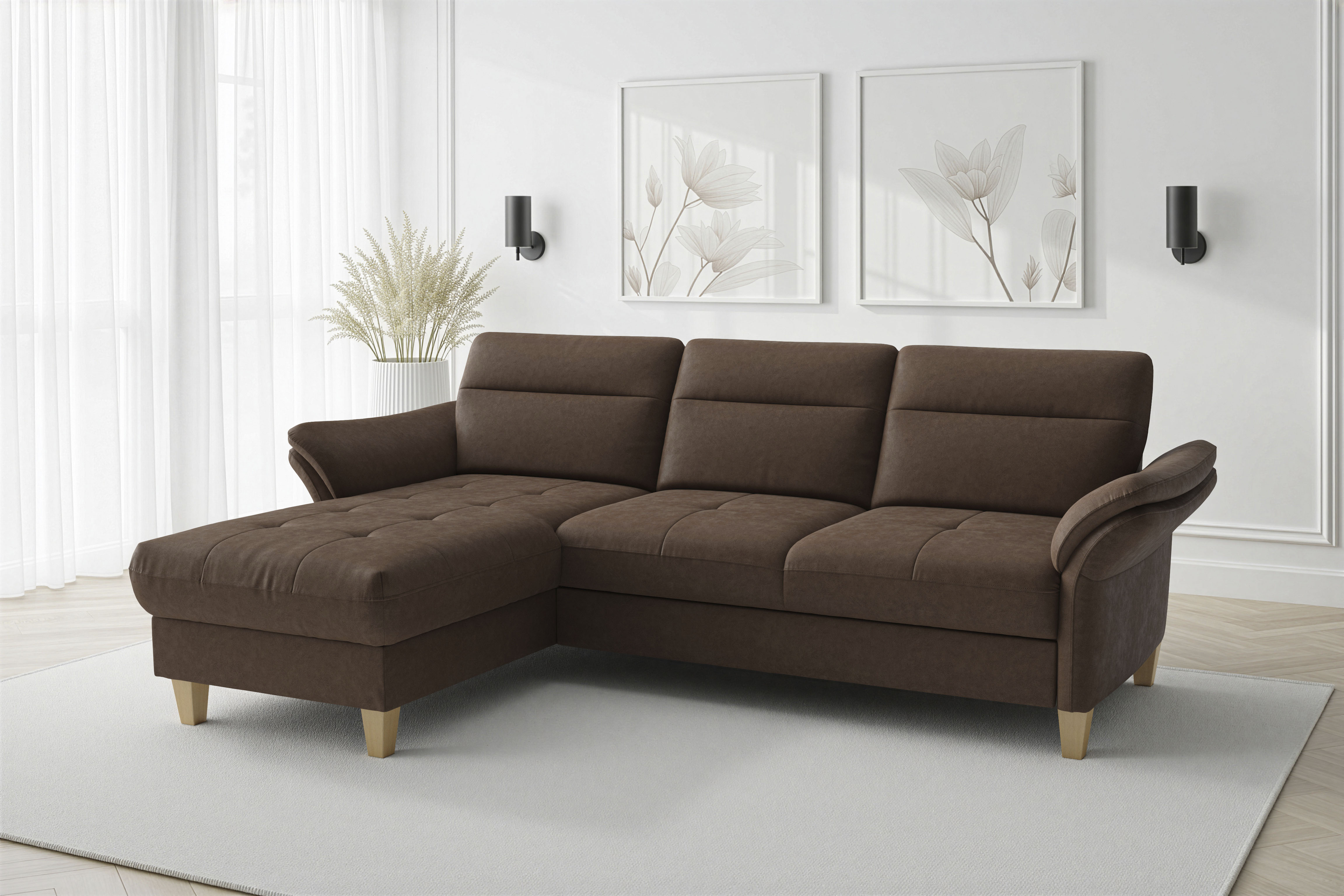 sit&more Ecksofa "Pamela L-Form, B: 230 cm, optional Schlaffunktion & Bettkasten" mit Federkern
