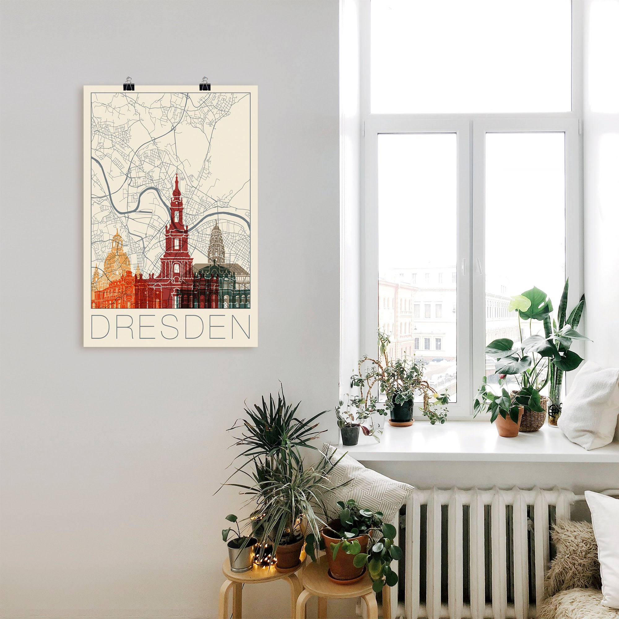 Artland Wandbild "Retro Karte Dresden", Deutschland, (1 St.), als Alubild, günstig online kaufen