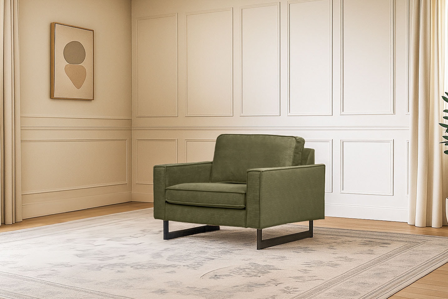 Home affaire Loveseat "Pinto 105 cm, Cord, Chenille, Lederoptik" mit Keder, günstig online kaufen