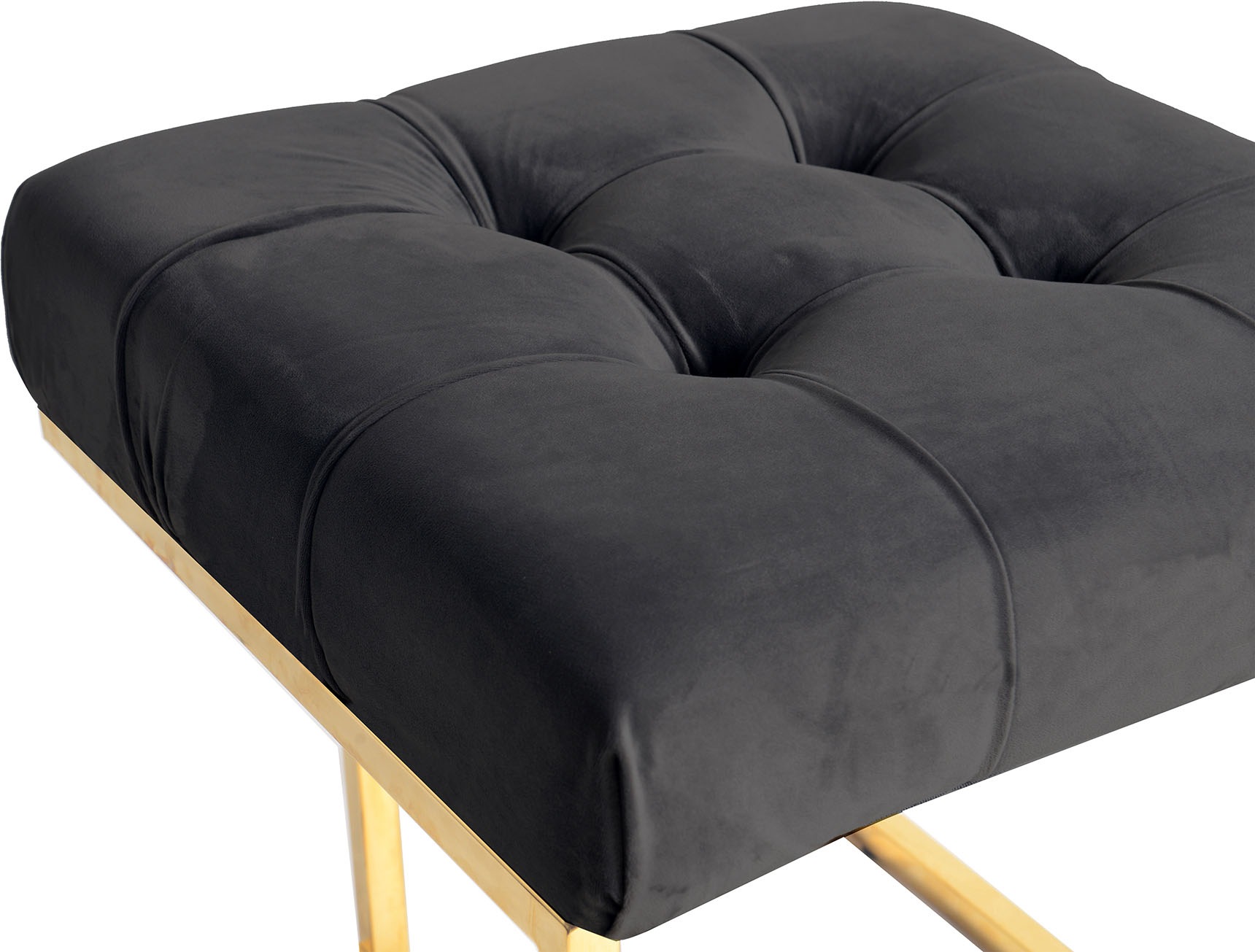 Kayoom Polsterhocker »Hocker Rarity 125, Edler Touch durch goldenes Gestell« 1 Stk. tlg. eckig, samtweich, gesteppt, mit Zierknöpfen, Edelstahlgestell