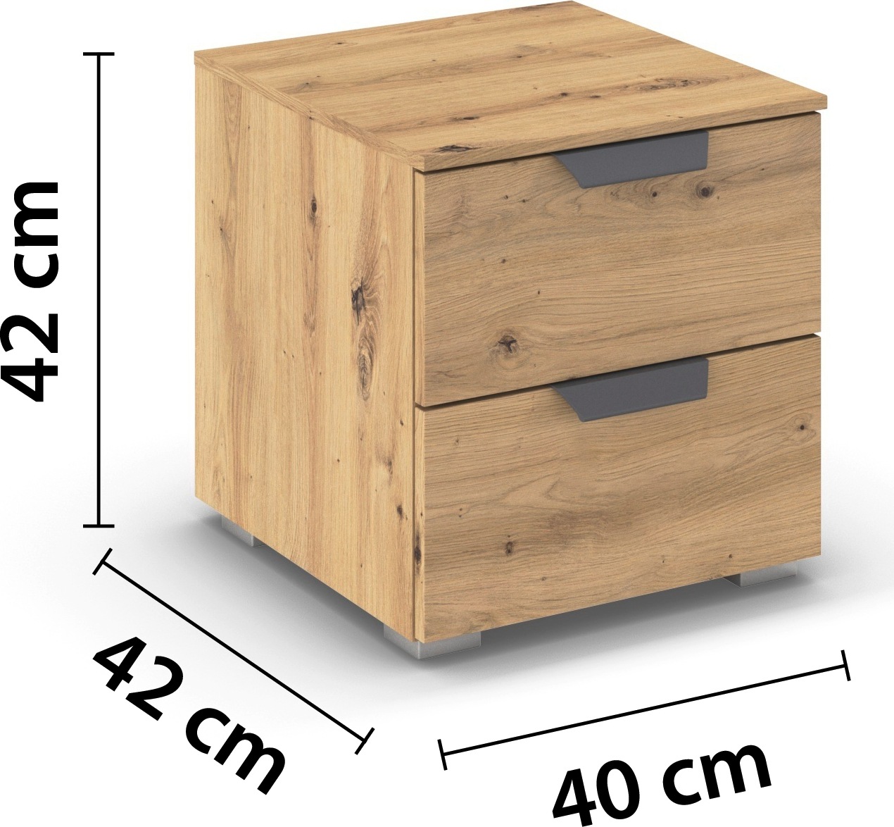 rauch Nachtkommode »Nachttisch Nachtkonsole COSTA mit farblich passenden Metallgriffen« in 2 Griff-Farben, Breite 40 cm,  zwei geräumige Schubladen MADE IN GERMANY