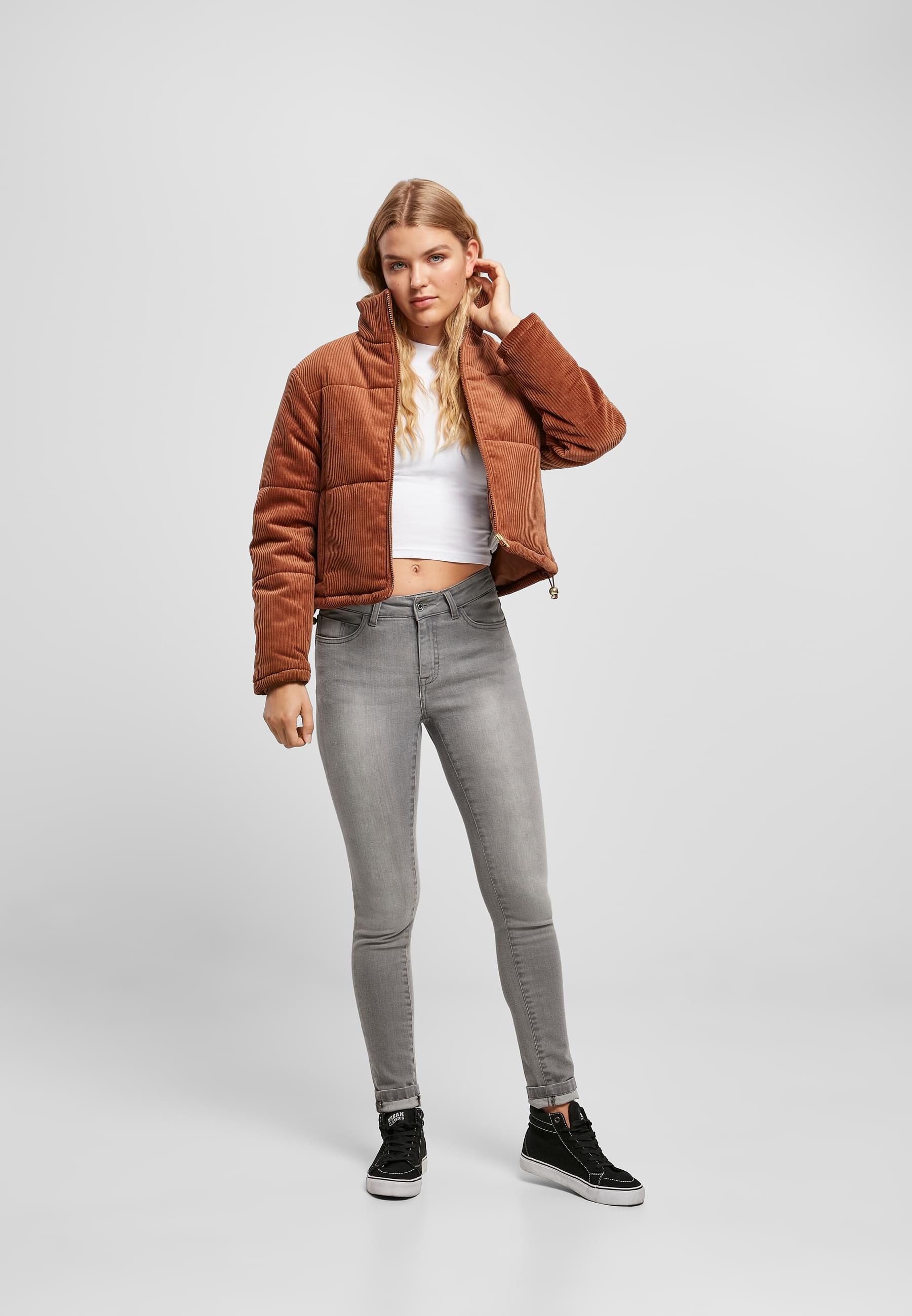 URBAN CLASSICS Winterjacke »Urban Classics Damen Ladies Corduroy Puffer Jacket«, (1 St.), ohne Kapuze