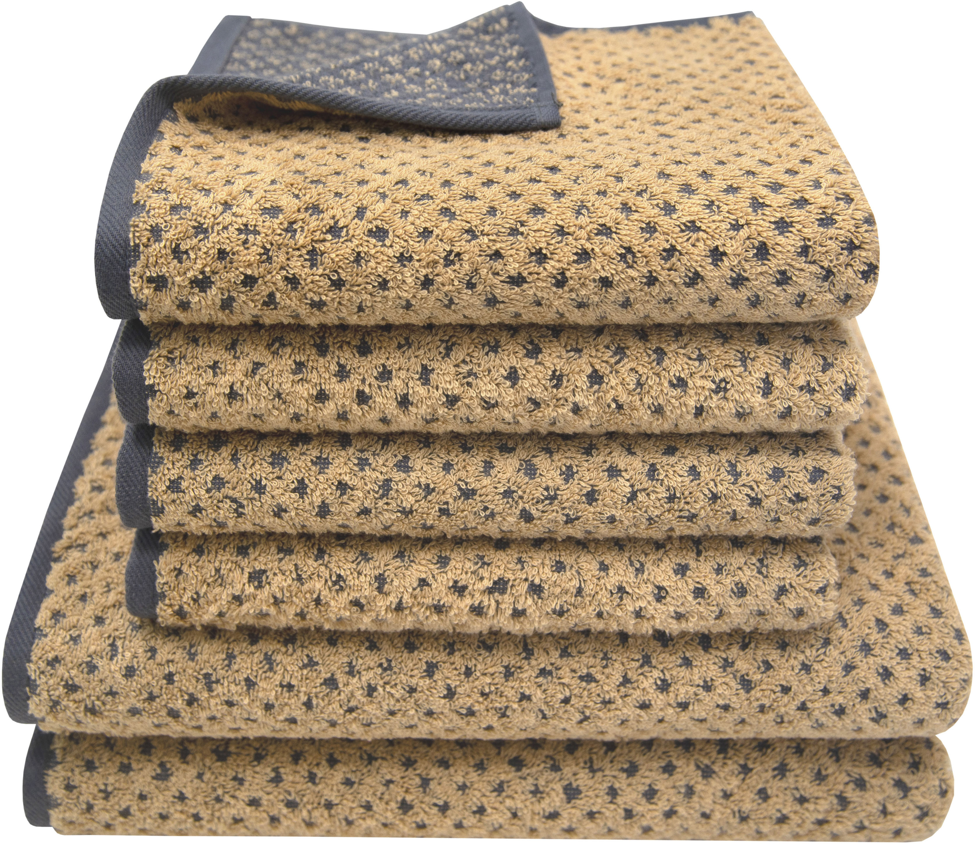 Dyckhoff Handtuch Set "Golden Shades Rhombus" Set 6 Stk. Walkfrottier Kuschelig weich; 4 Handtücher (50x100cm), 2 Duschtücher (70x140cm)