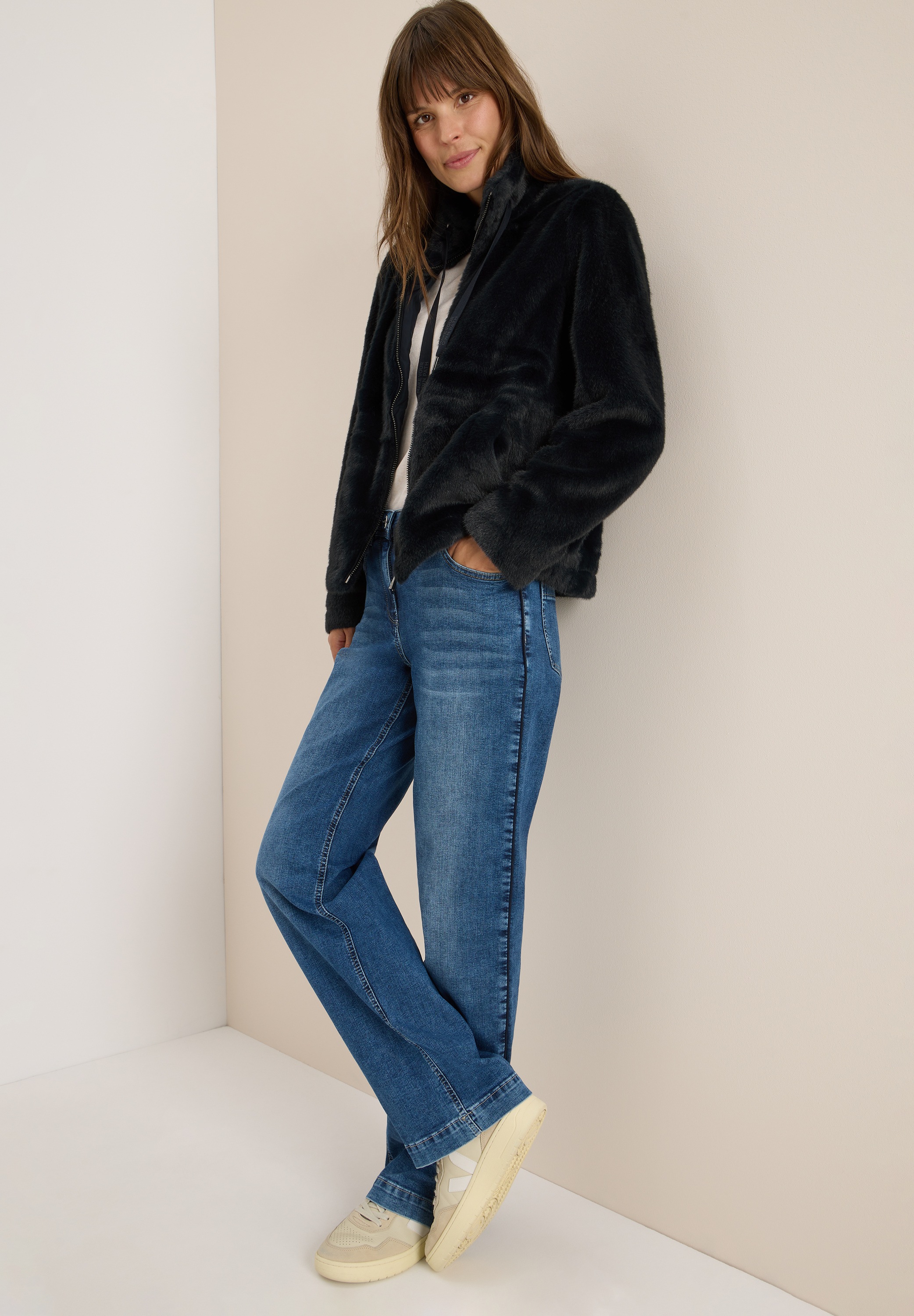 Cecil Fellimitatjacke ohne Kapuze mit Stehkragen günstig online kaufen