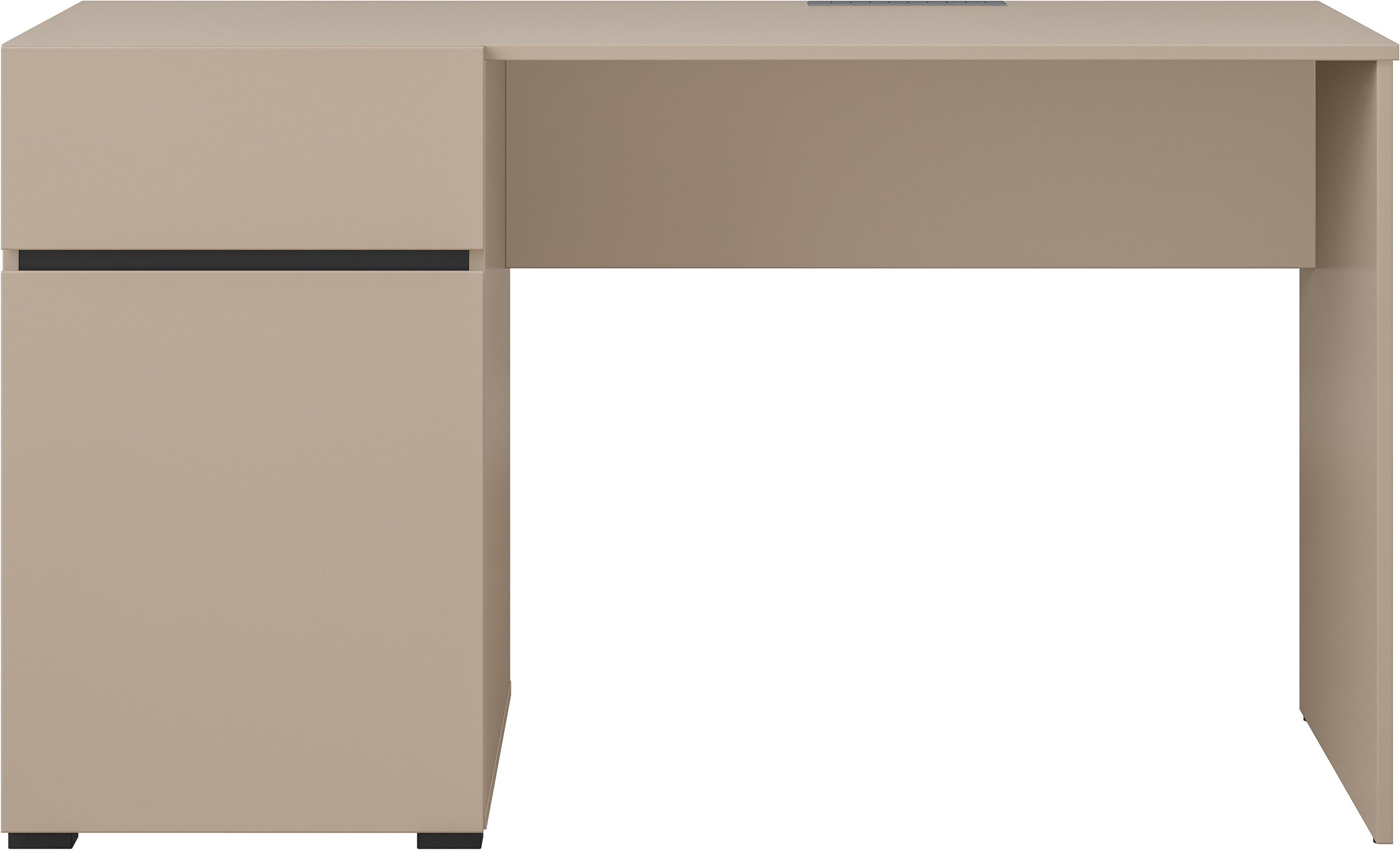 OTTO home Schreibtisch "Cross, Breite 130 cm, praktischer Computertisch" Bürotisch mit 1 Schublade und Tür, Tischplatte mit Kabeldurchführung