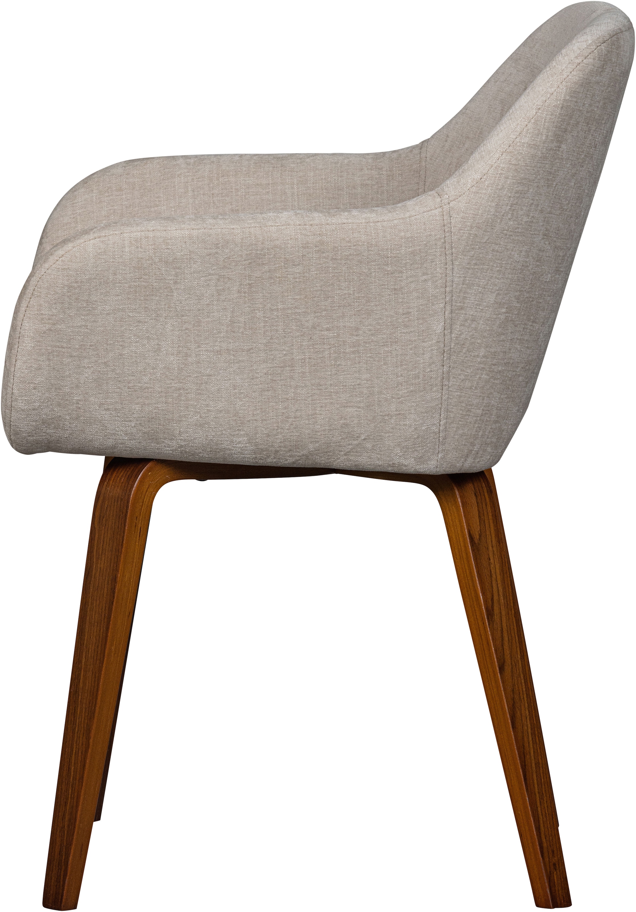 WOOOD Esszimmerstuhl »Base mit Velvet-Melange-Bezug, B 58 x T 58 x H 80 cm« (Set) 2 Stk.Walnussfurnier-Gestell, Armlehnen integriert, Tragkraft 100 kg