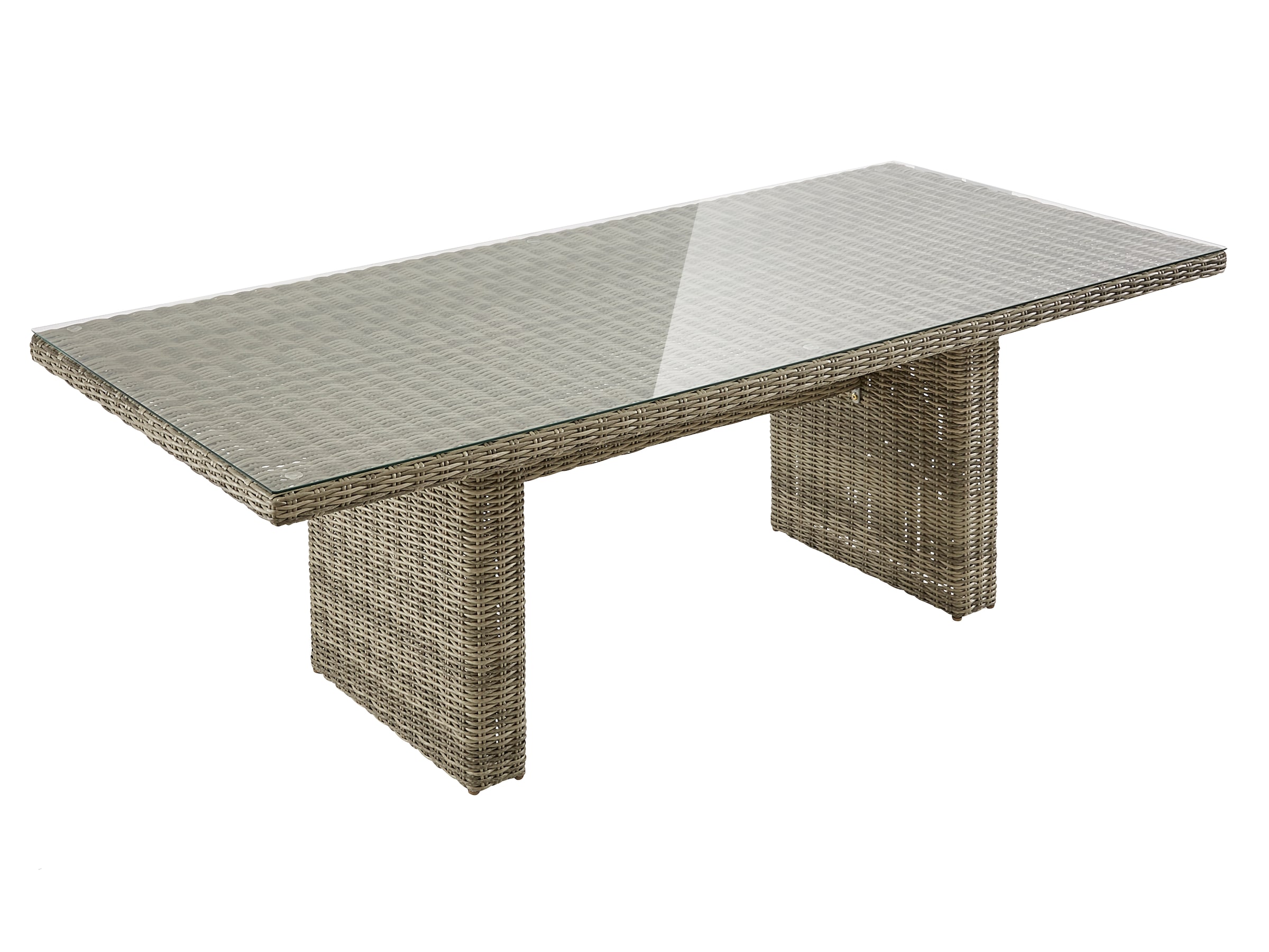 KONIFERA Garten-Essgruppe »Venedig«, (Set, 25 tlg., 8x Sessel, 1x Tisch 230,8x100,5x76 cm, inkl. Auflagen), Polyrattan, Aluminium, Tischplatte aus 5mm starkem Sicherheitsglas