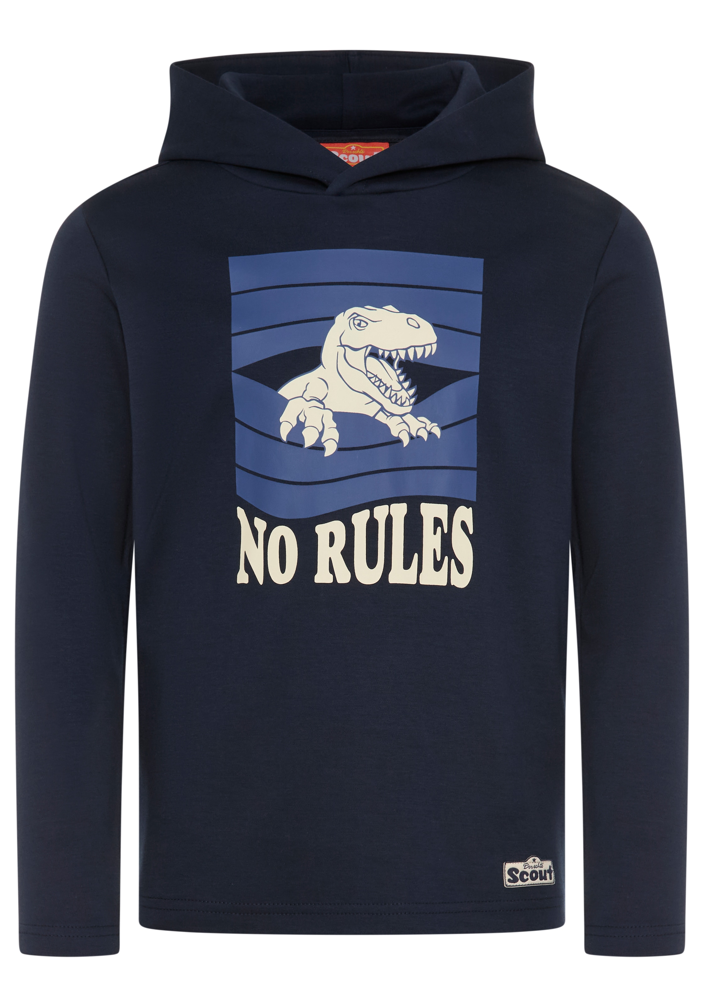 Scout Kapuzenshirt »Kapuzenshirt mit coolem Dino-Druck - NEU von SCOUT« Shirt mit Spruch: NO RULES, langarm, modischer Stil
