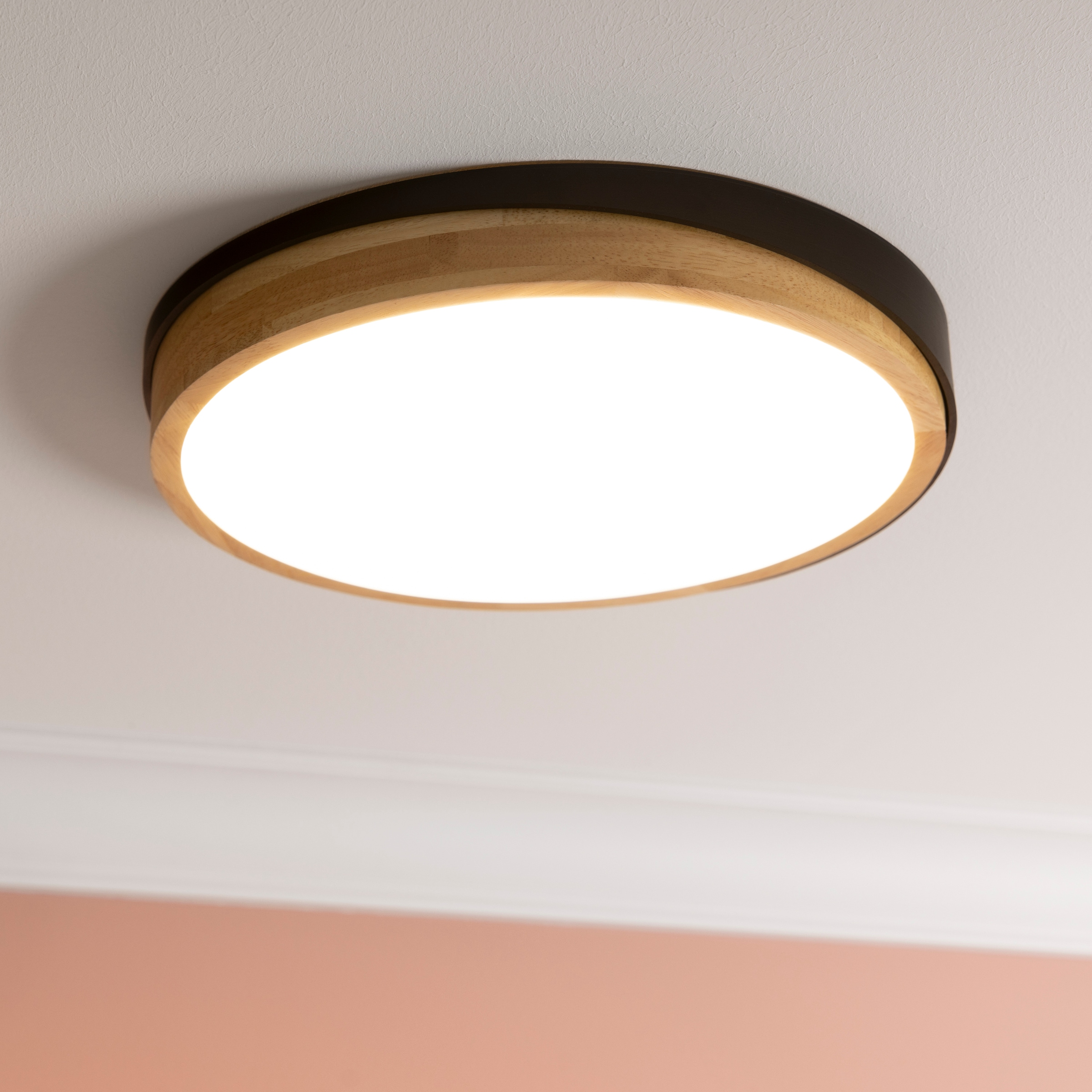 Brilliant LED Deckenleuchte »Baarlo«, Ø 35 cm, 2400 lm, 3000 K, 3-Stufen dimmbar, Holz/Metall
