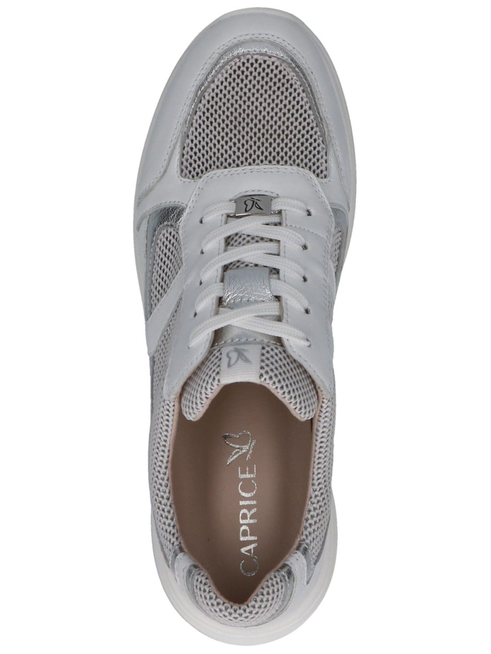 Sneaker CAPRICE "Caprice Sneaker Leder/Textil", Damen, Gr. 39, weiß (weiß, silber), Leder, Textil, Schuhe Sneaker 2