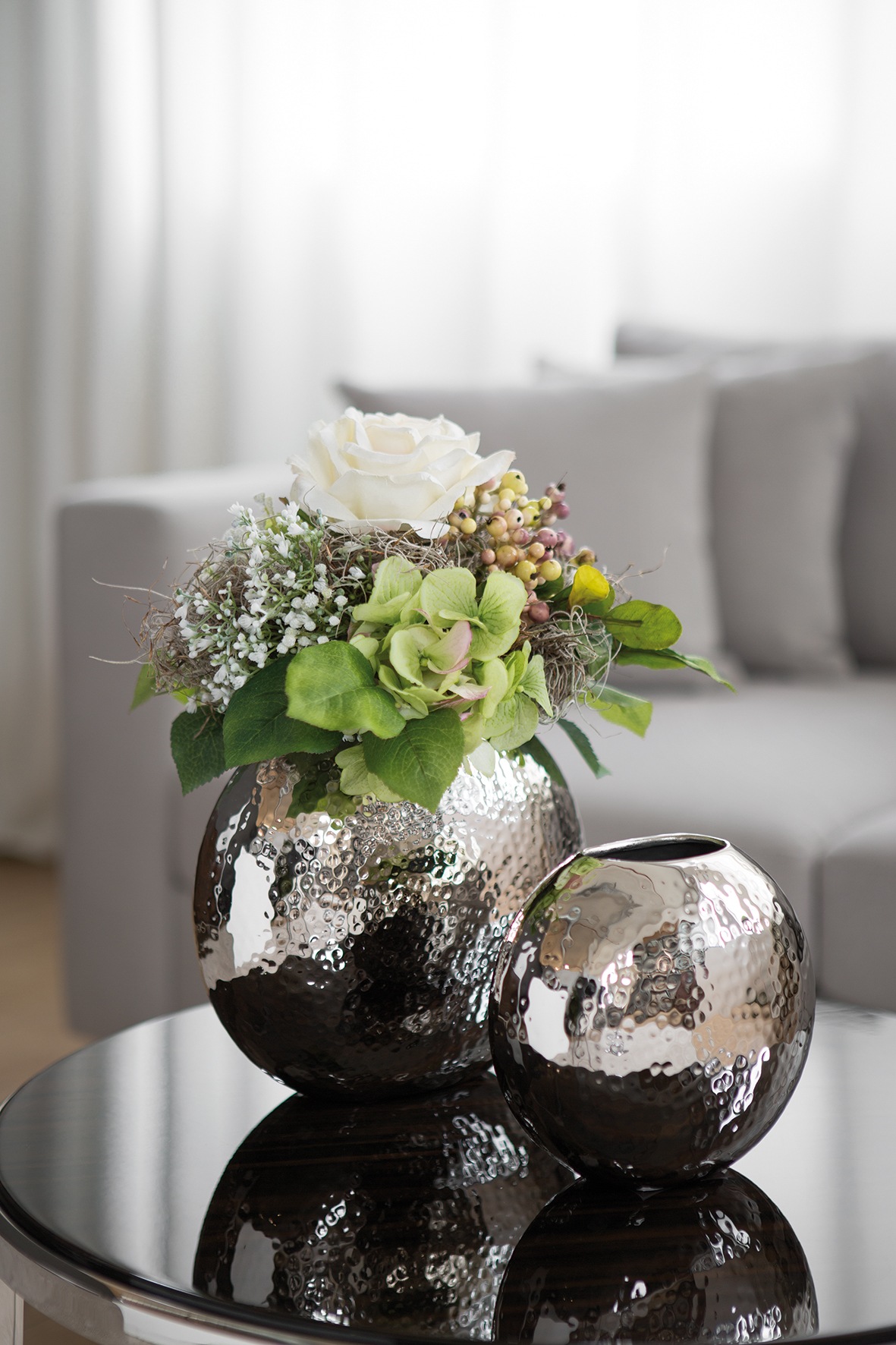 Fink Tischvase "LUNA" Vase, Dekovase aus Eisen, vernickelt, mit länglicher günstig online kaufen