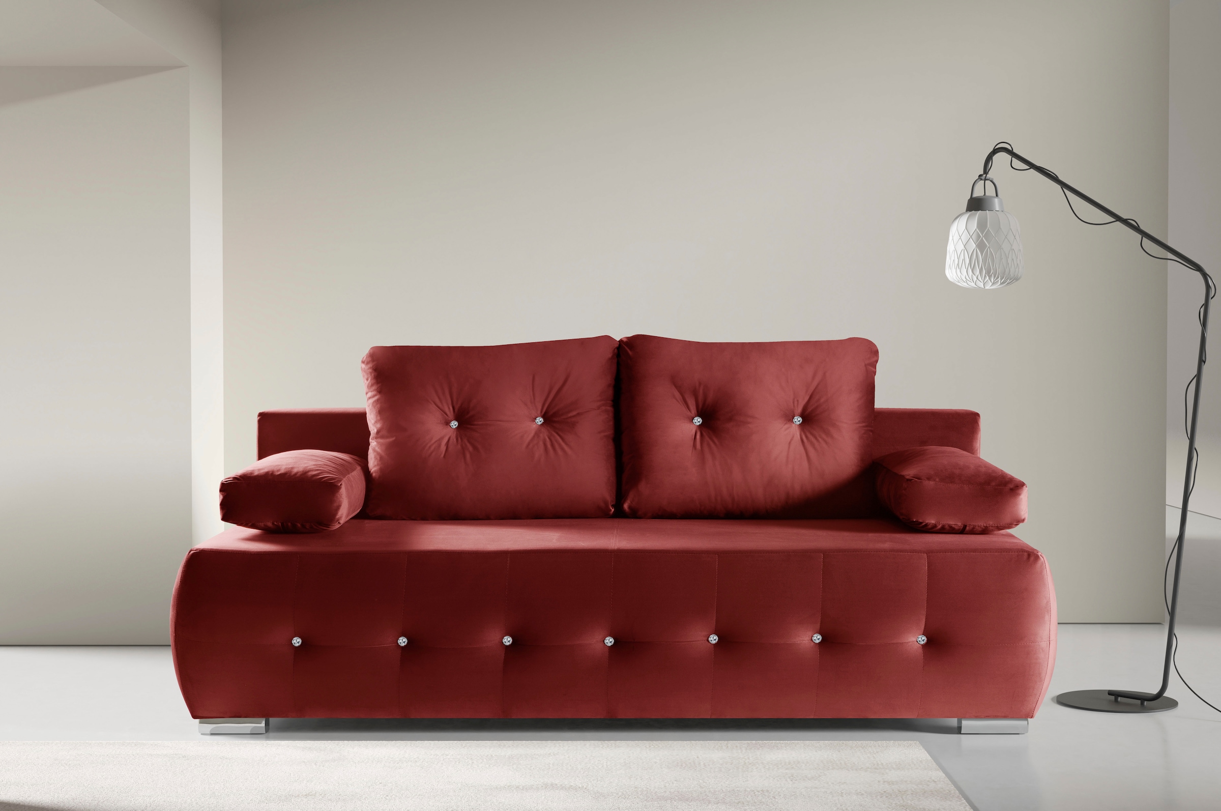 WERK2 Schlafsofa "Monaco Design Bettsofa, pflegeleichter Samtoptik Bezug, B günstig online kaufen
