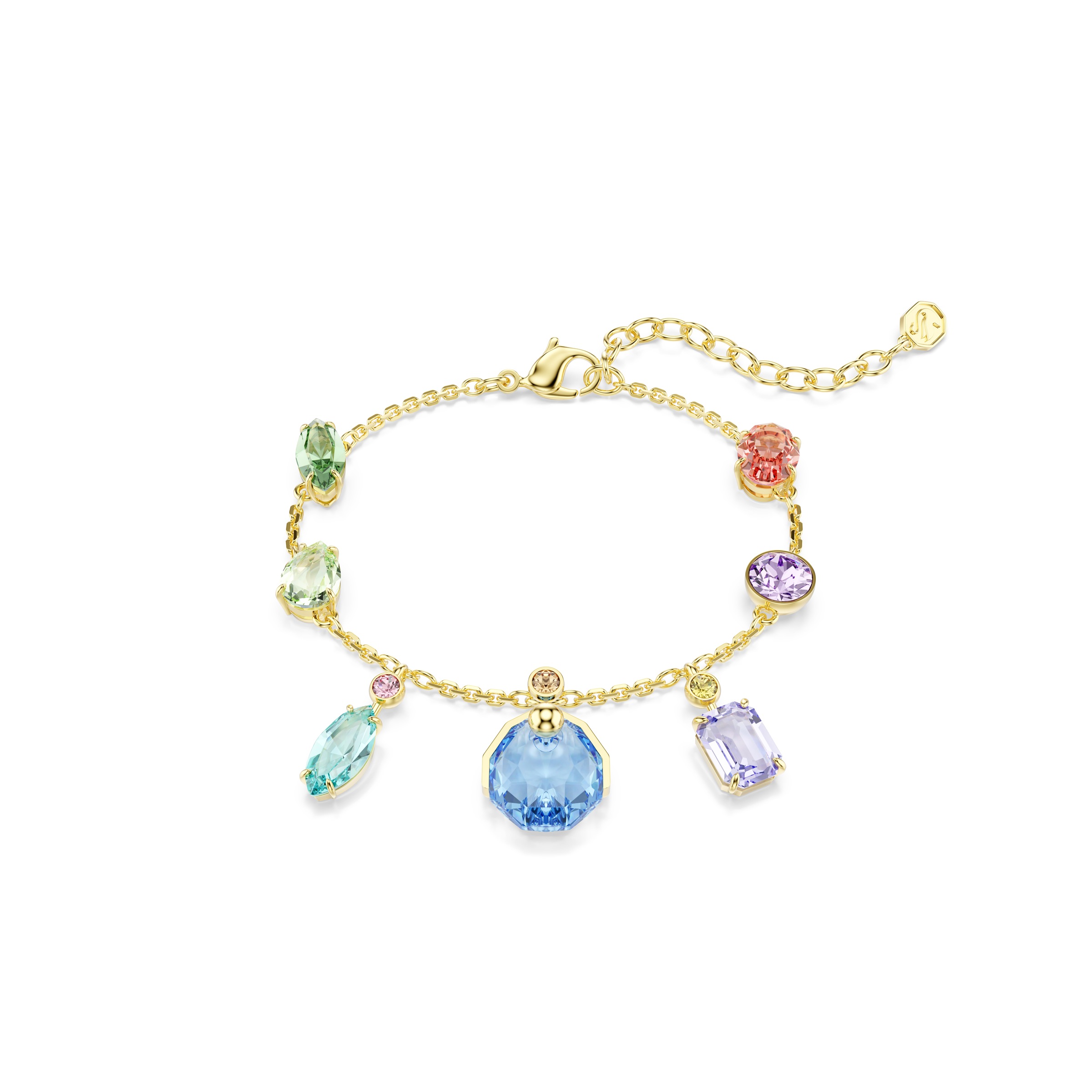 Armkette SWAROVSKI "Schmuck Geschenk Gema Armband", gelbgoldfarben, grün, blau, lila, rot, grün, blau, lila, rot, Armbänder, Damen, Metall, Armkette, mit Swarovski Kristall 2