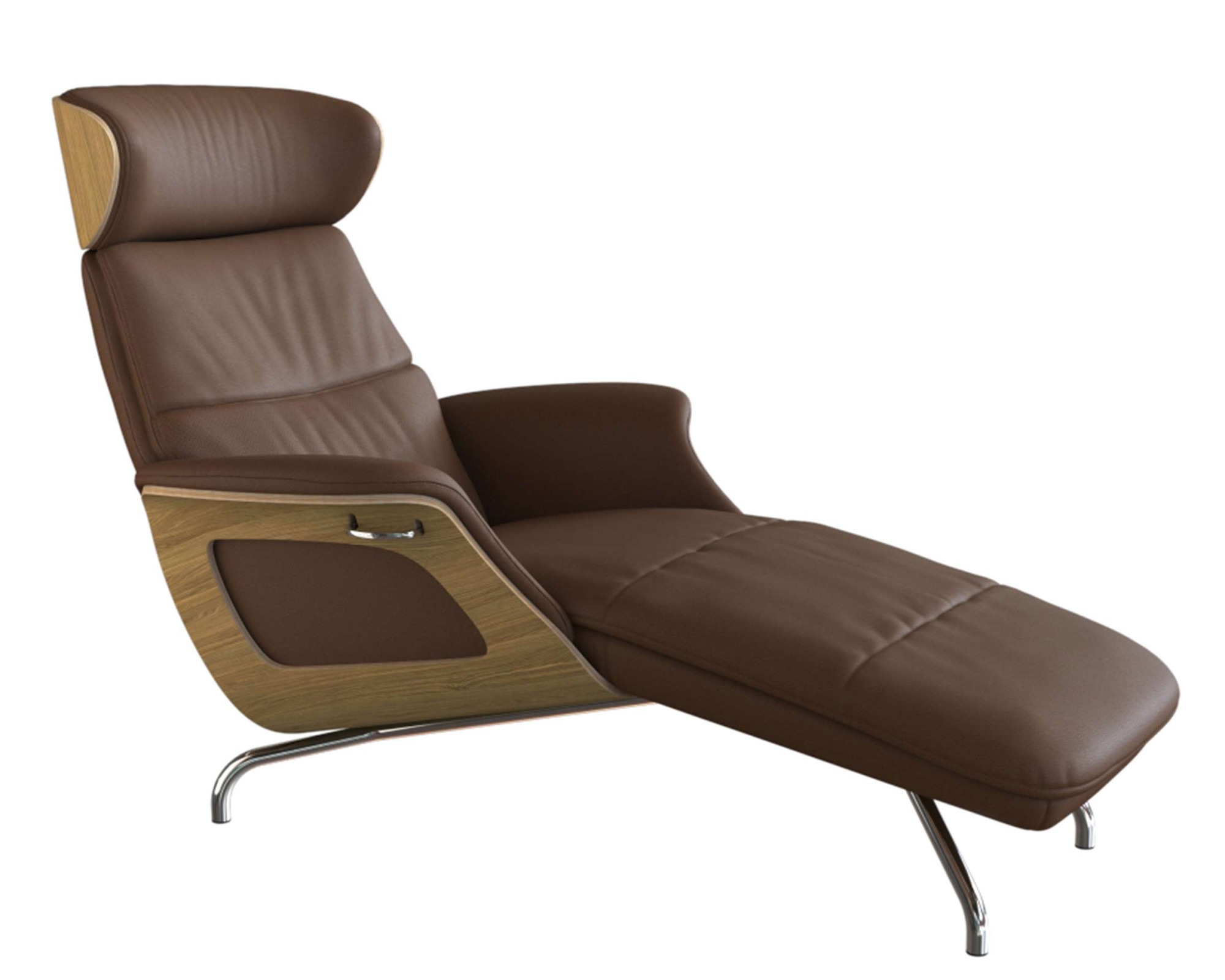 FLEXLUX Loungesessel »Clement Chaislongue, Relaxstuhl, Liegesessel,«, Rücken- & Kopfteilverstellung, Armlehne, Eiche geölt, Fuß Alu