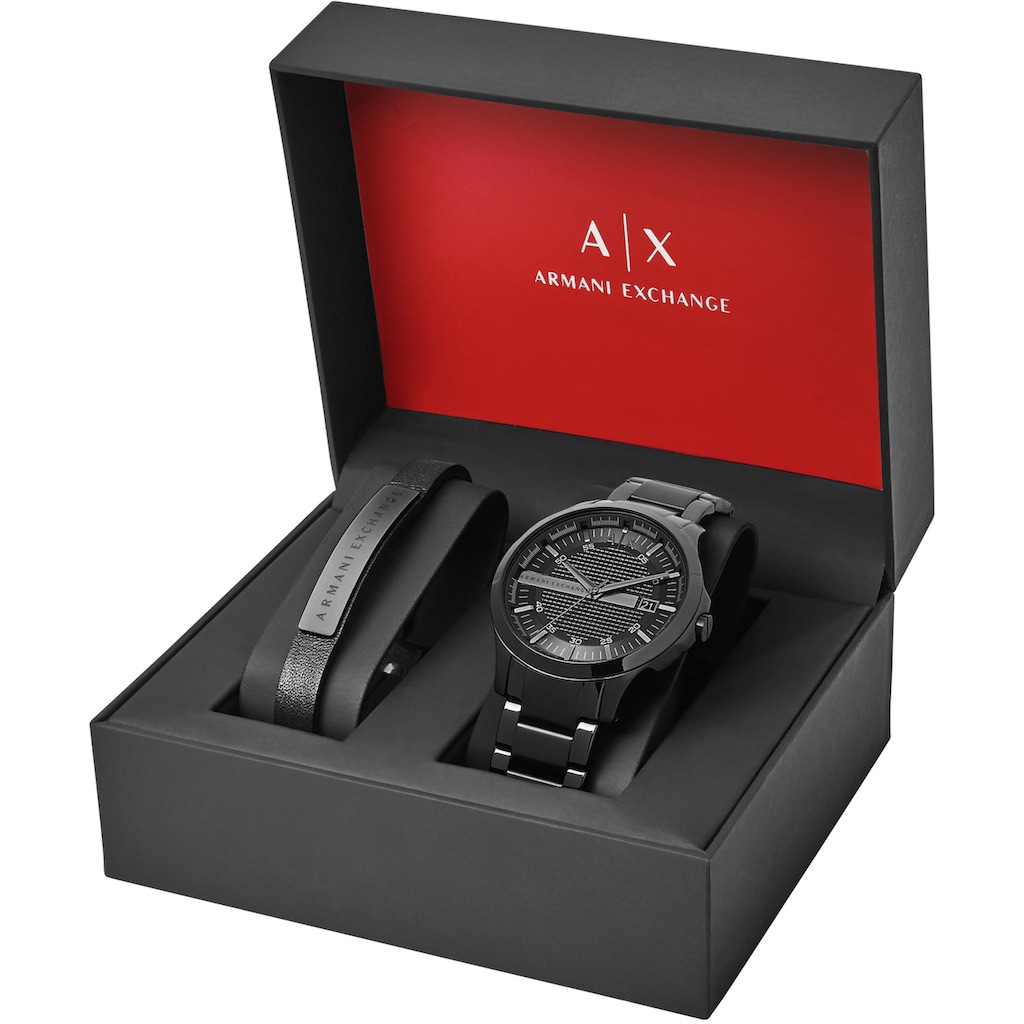 ARMANI EXCHANGE Quarzuhr »AX7101«, (Set, 2 tlg., mit Armband), Armbanduhr, Herrenuhr, ideal auch als Geschenk, Datum, analog
