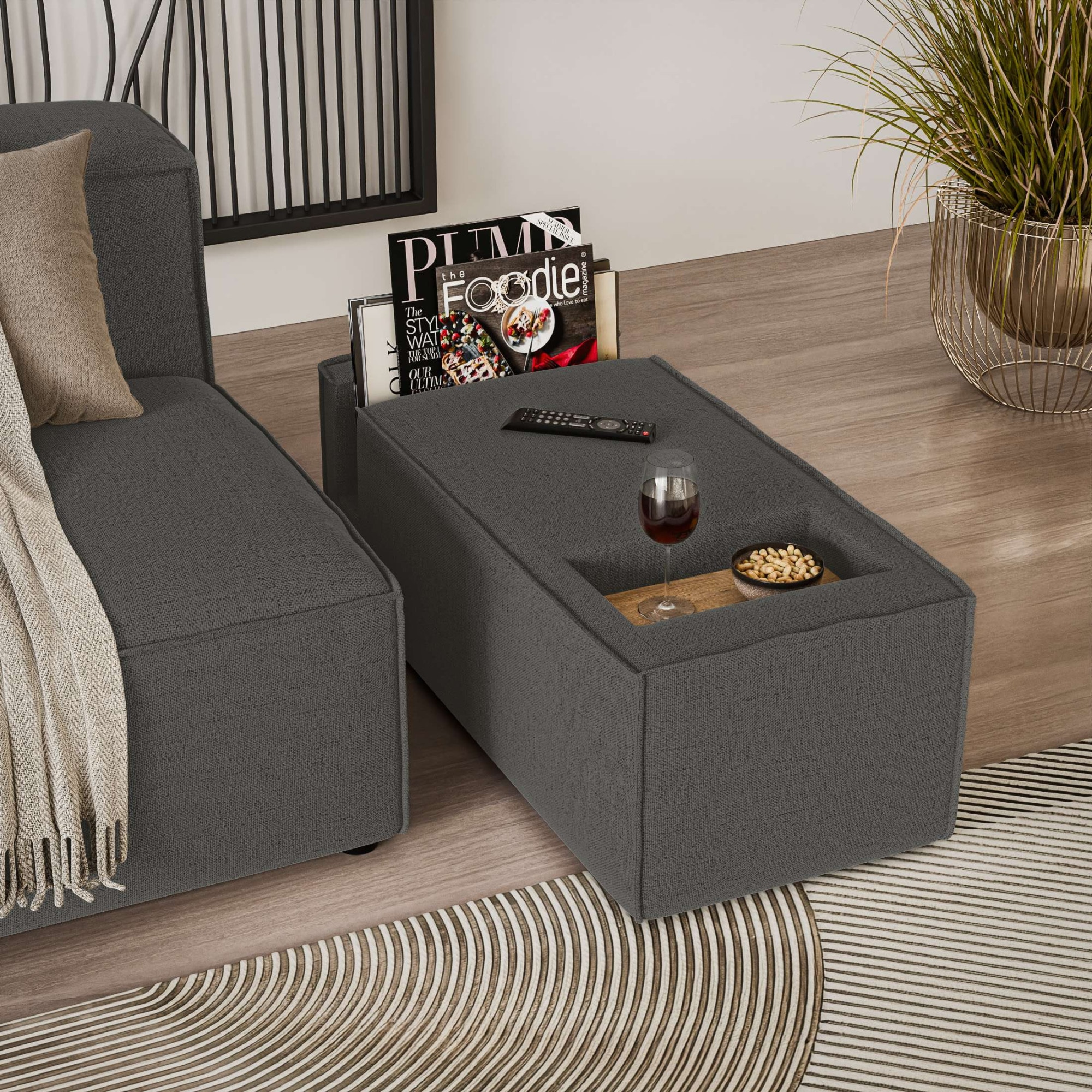 INOSIGN Sofaelement »HAILY Tisch XL für das Modulsofa, extra tief, Maße B/T/H: 45/130/37 cm«, als Modul oder separat verwendbar, mit Steckfach und Ablagefläche
