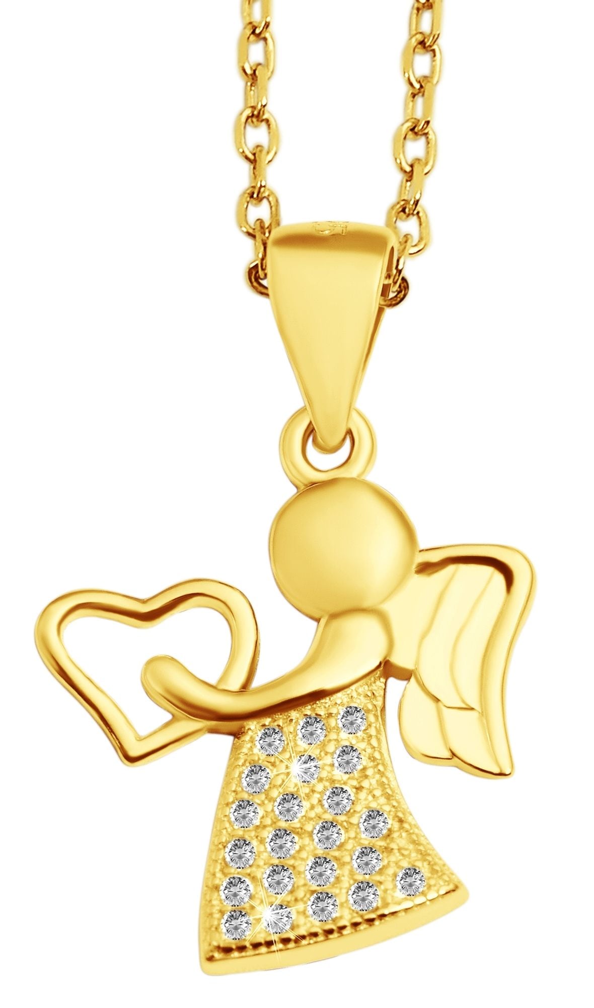 Adelia´s Kettenanhänger »Damen Anhänger – Engel Herzanhänger aus 925 Silber mit Zirkonia«  Zum Verschenken an Menschen, die Ihnen am Herzen liegen