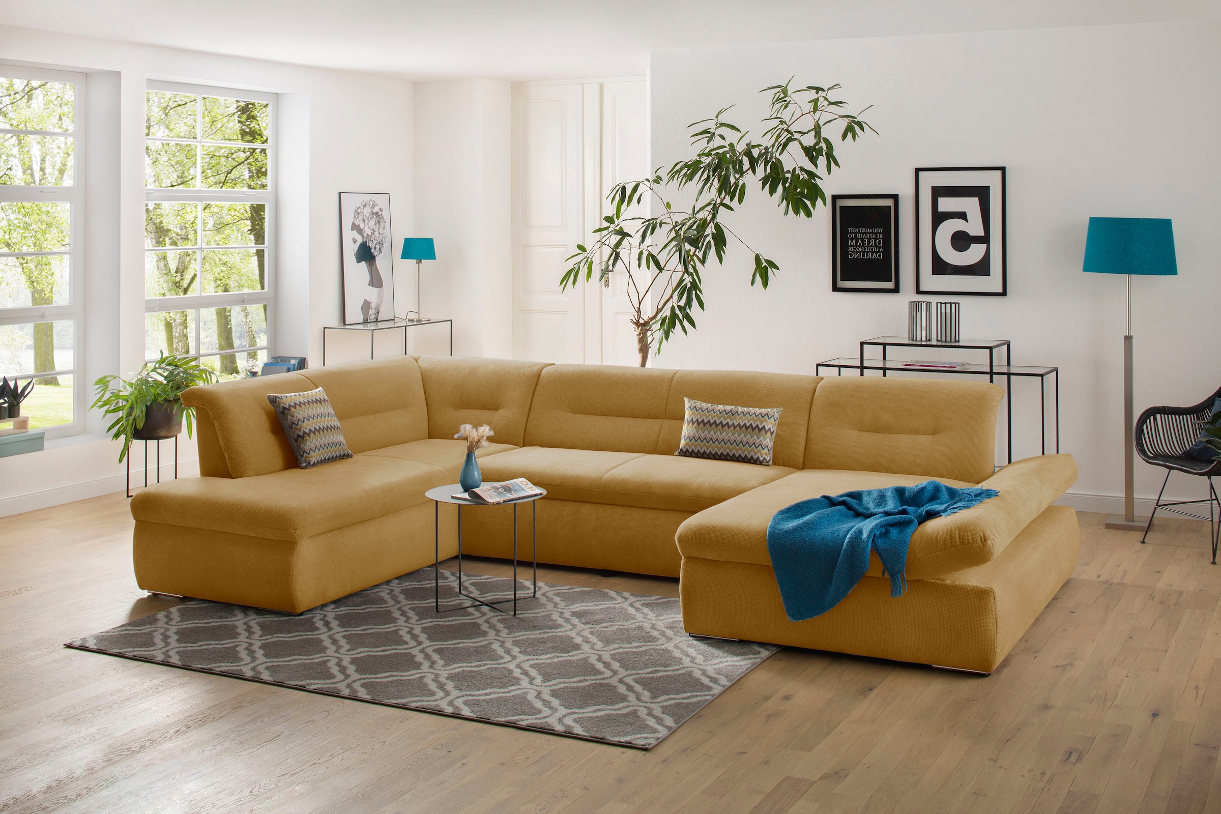 Home affaire Wohnlandschaft "Avesa U-Form" Wahlweise mit Armteilverstellung günstig online kaufen