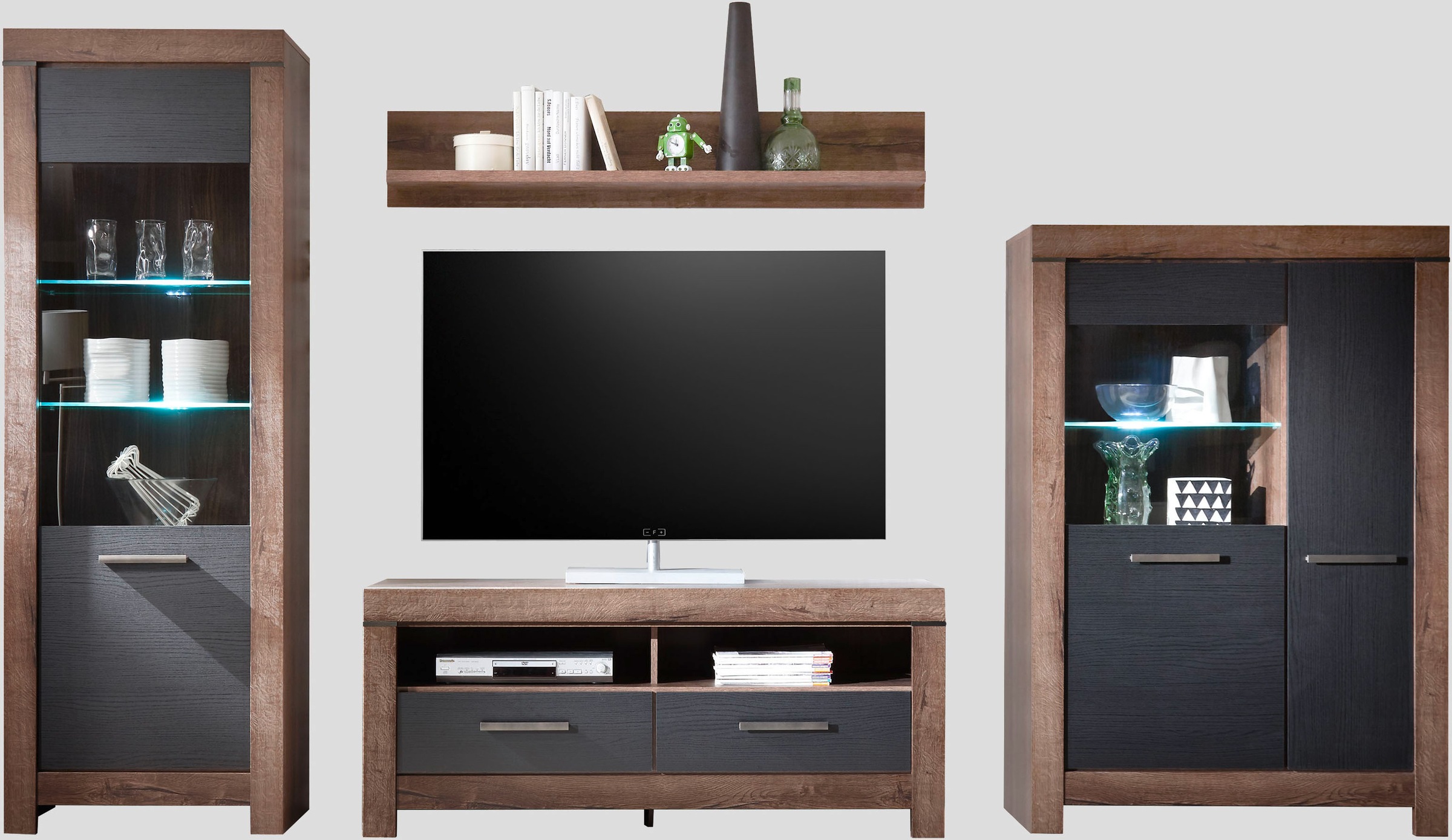 HBZ Mediawand "Balin mit LED-Beleuchtung, Stellmaß 325x197x45 cm" 4 tlg. Wo günstig online kaufen