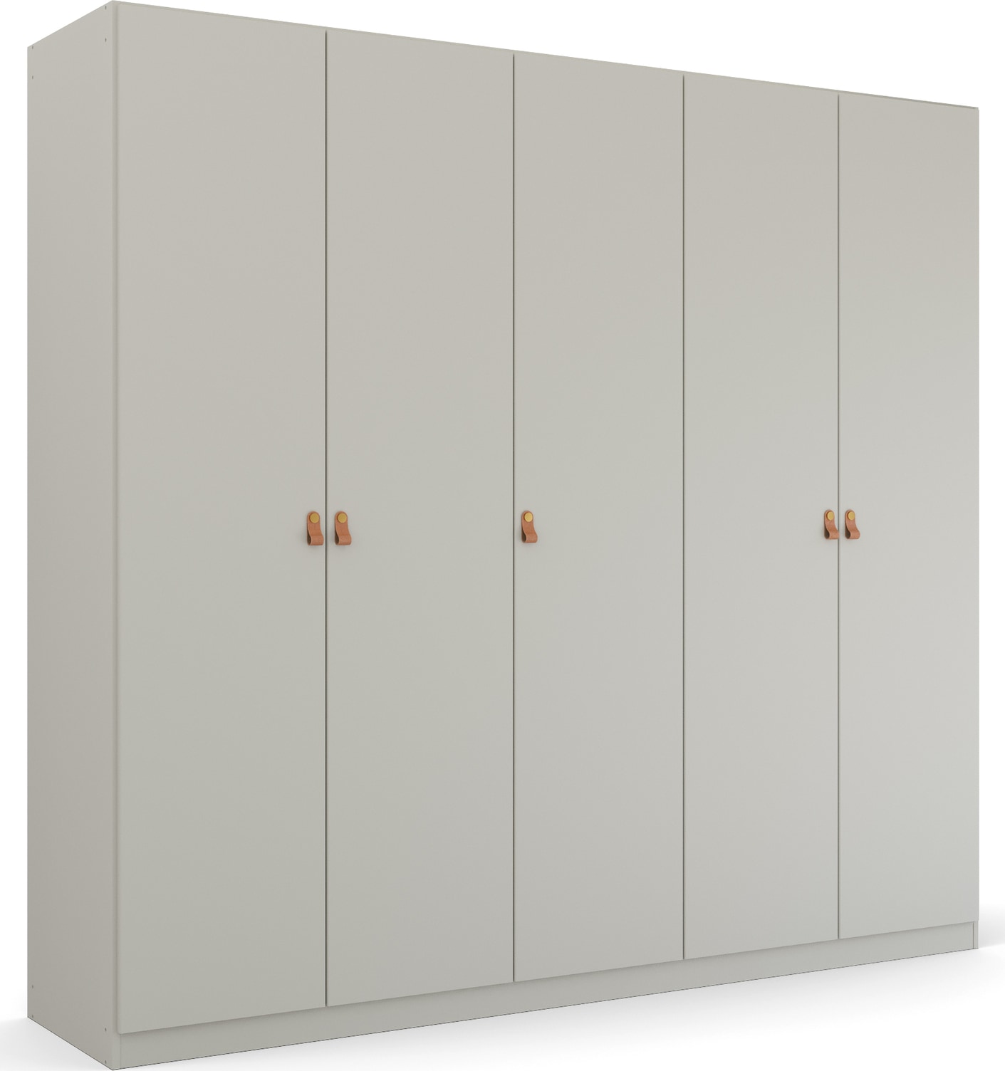rauch Drehtürenschrank "Kleiderschrank Schrank Garderobe Ankleide HOMEY BY QUADRA SPIN" Breiten: 181/226/271 cm, Höhe 210 cm, mit Grifflaschen aus weichem, cognacbraunem Leder