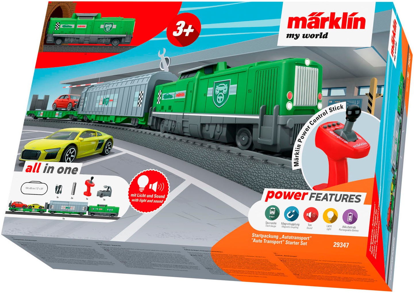 MÄRKLIN Kinder Spielzeugeisenbahn-Set "Märklin my world - Startpackung Autotransport - 29347", grün, Kunststoff, Metall, Modelleisenbahnen