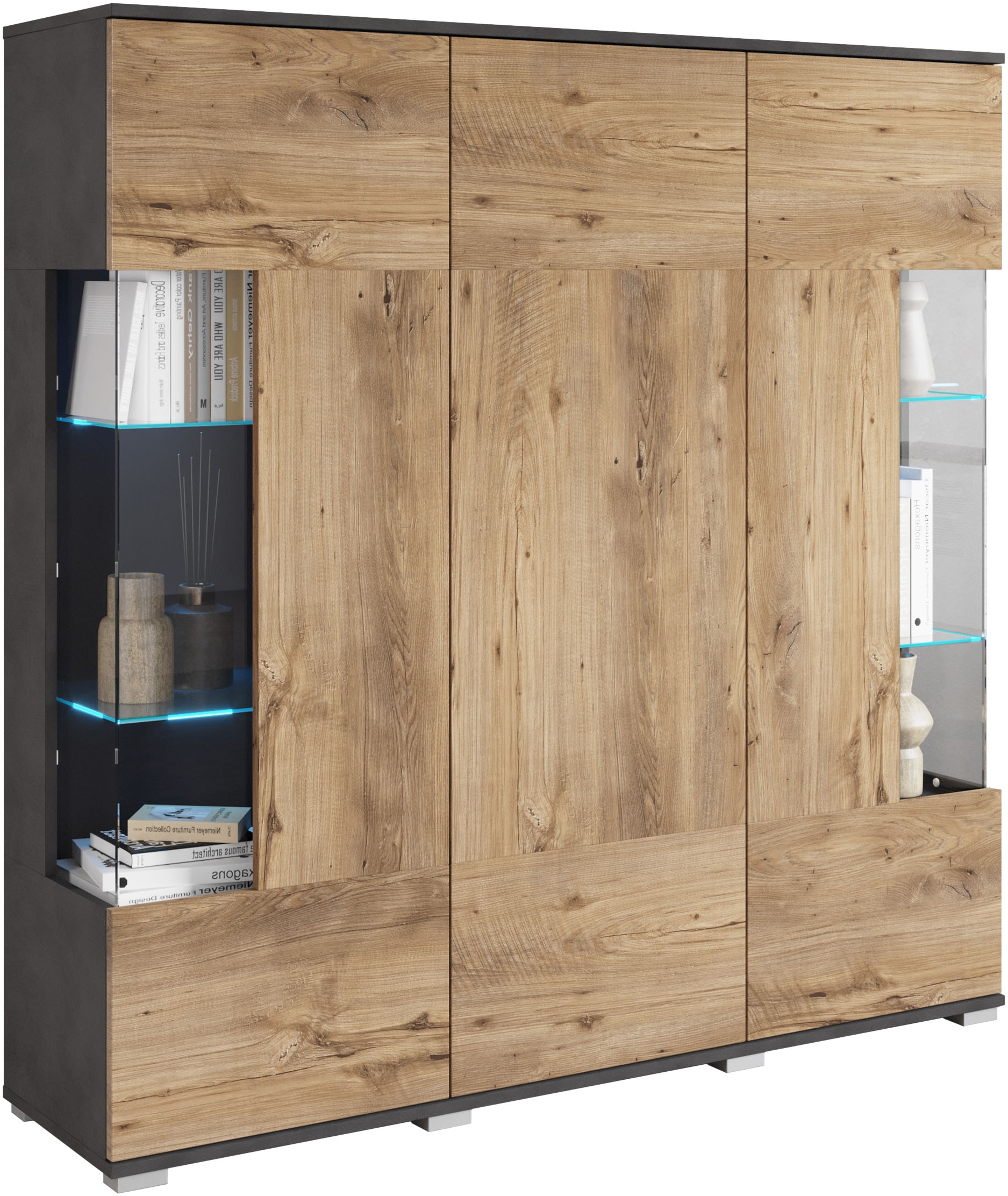 INOSIGN Highboard »Kenia«, (1 St.), Modernes Highboard, mit Glastüren, Breite 135 cm
