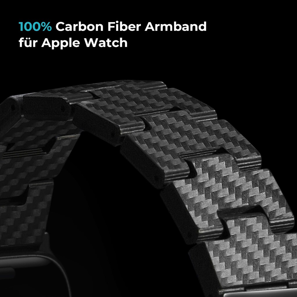 Pitaka Smartwatch-Armband »Carbon Fiber Link Bracelet Retro Band 42-44mm«, (1 tlg.)