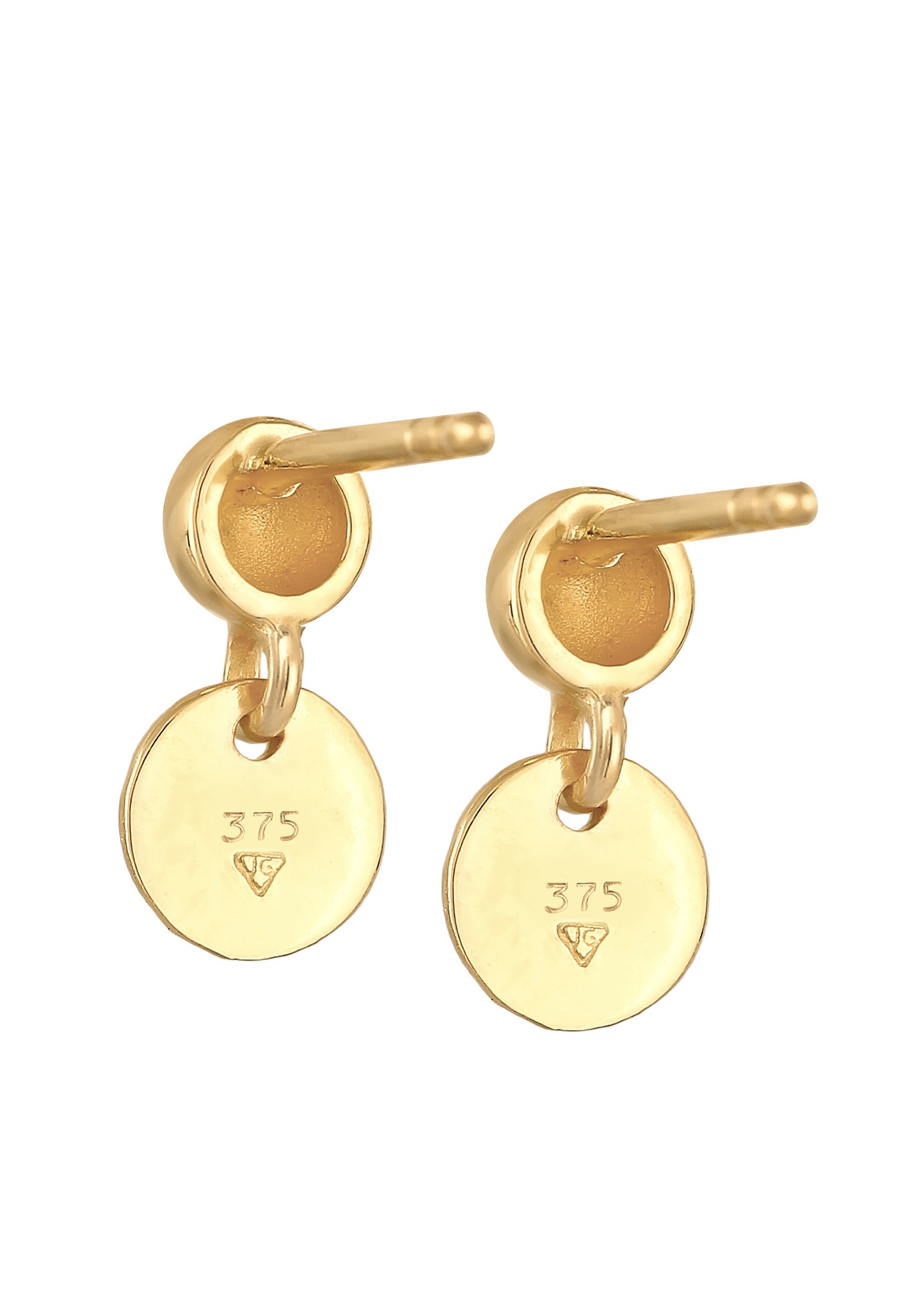 Elli Premium Paar Ohrstecker »Stecker Kugel Plättchen Antique 375 Gelbgold«
