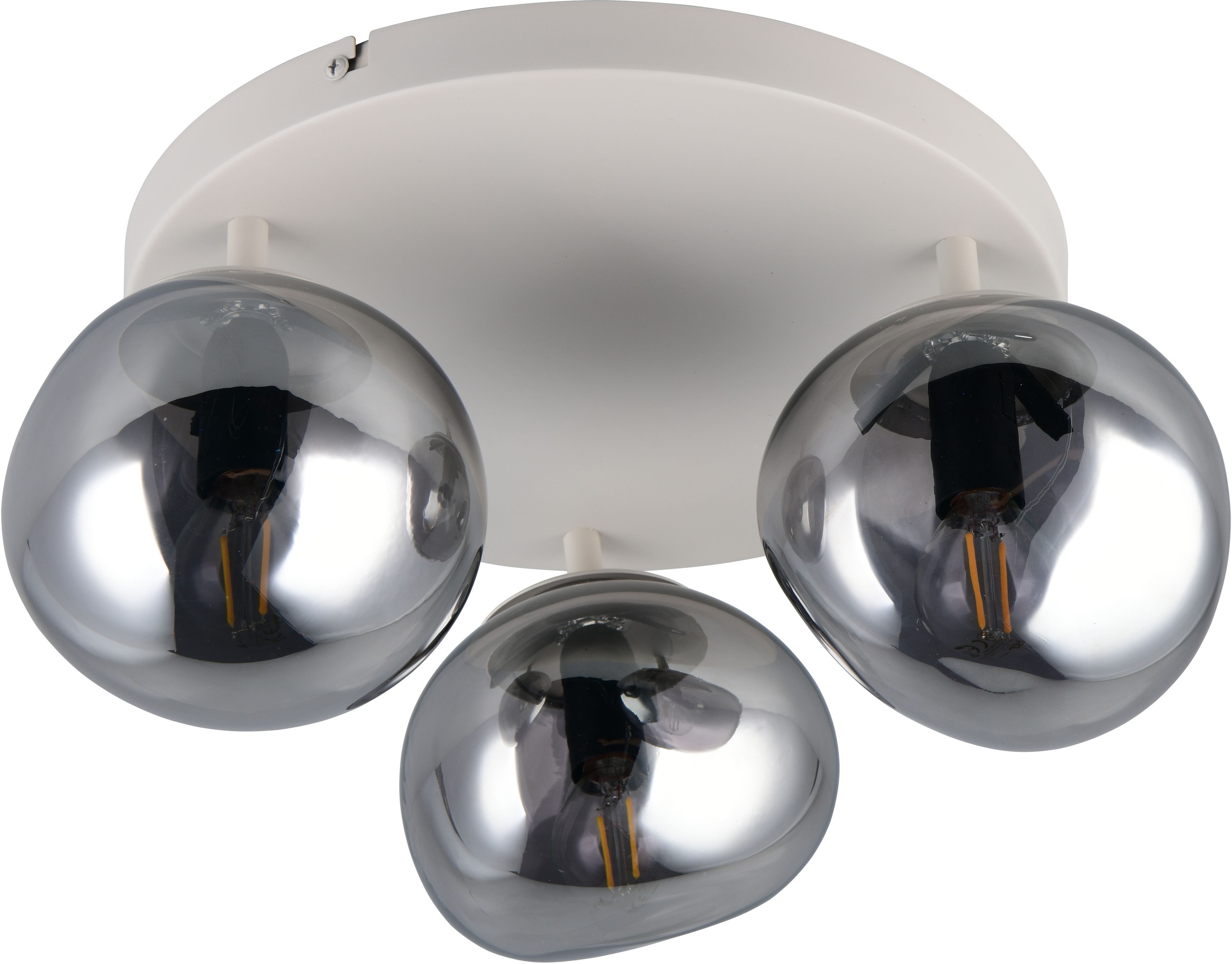 s.Oliver Deckenleuchte »ANJELLA, Deckenlampe exkl 3x E14 max 10W, in warm grey + smoke Glas,«, 3 flammig, Leuchtmittel E14 | Leuchtmittel wechselbar, mit mundgeblasenen Glas Lampenschirmen in rauchgrau, Ø gesamt 40cm