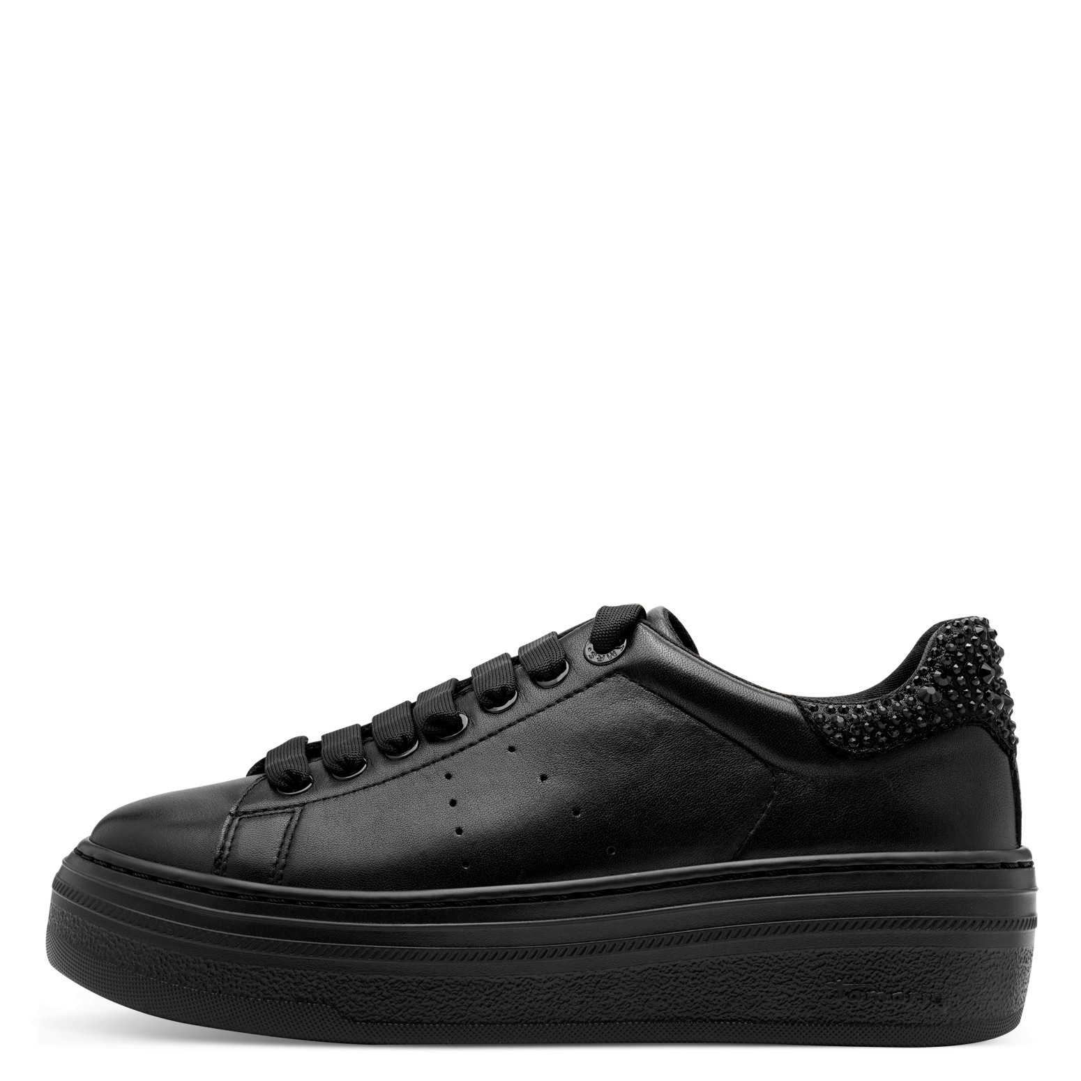 Tamaris Plateausneaker, Schnürschuh, Halbschuh mit auffälligen Schmucksteinen an der Ferse