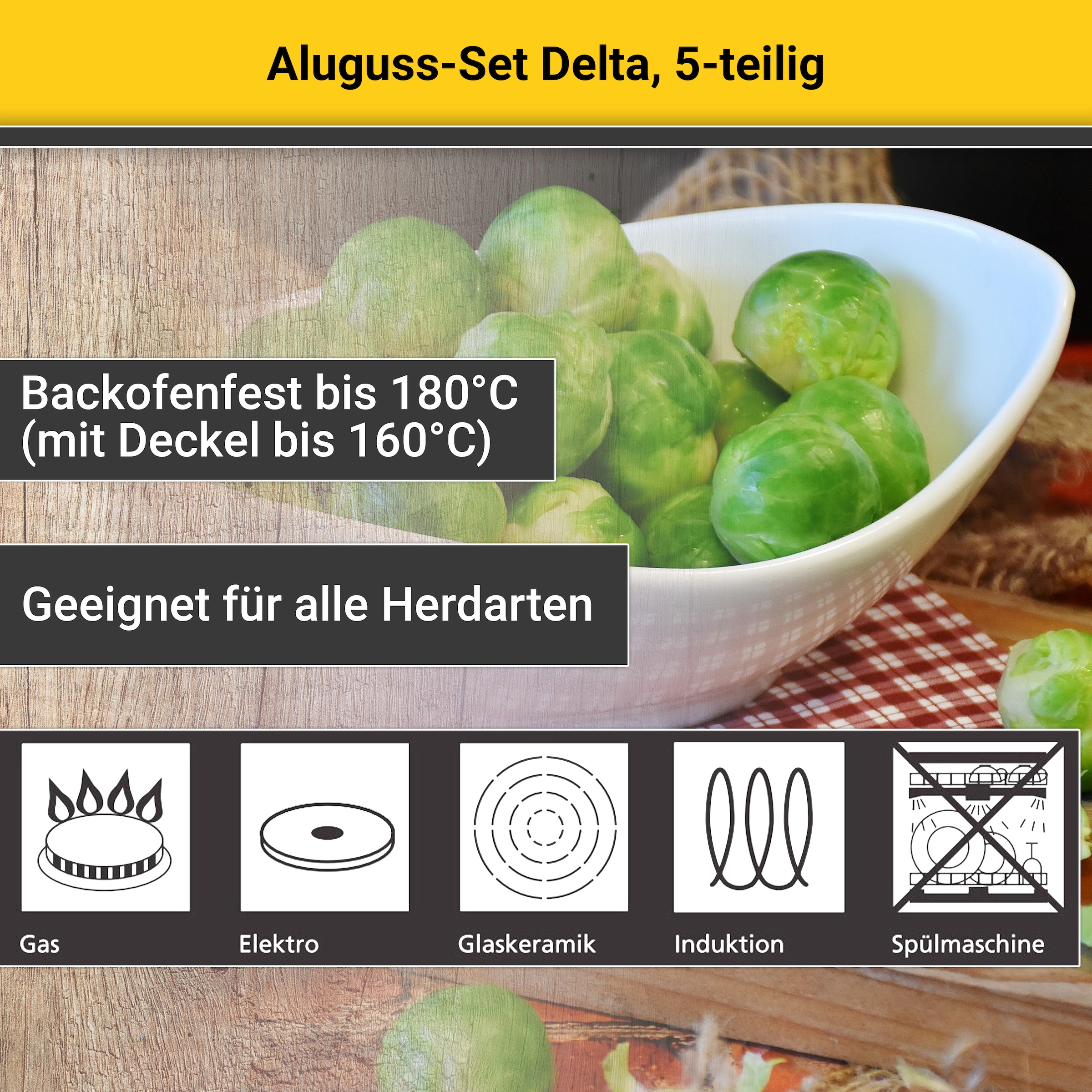 Krüger Topf-Set »Delta«, Aluminiumguss, (Set, 7 tlg.), für Induktions-Kochfelder geeignet