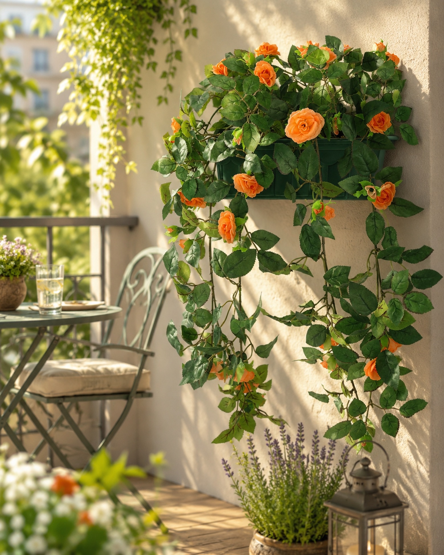 I.GE.A. Kunstblume »Künstlicher Wildrosen-Busch im Kasten 57cm Deko Rosen Kunstrosen« Rosenbusch Wildrosen Kunstpflanze Blumen Hochzeitsdeko Blumendeko Deko