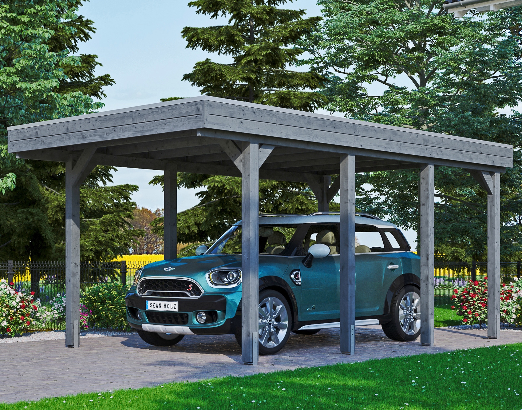 Skanholz Einzelcarport "Friesland" Massivholz 270 cm dunkelgrau