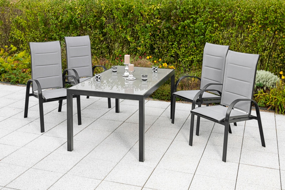 MERXX Garten-Essgruppe "Marini" 5 Stk. tlg. 4 Klappsessel mit Gartentisch günstig online kaufen