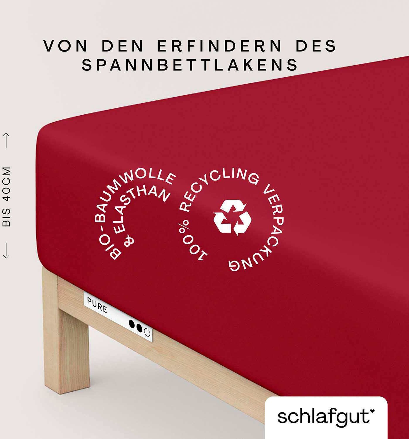 Schlafgut Spannbettlaken "PURE BOXSPRING Bio-Baumwolle mit Elasthan, 170 g/m², Bettlaken" PREMIUM Boxspringbett Laken bis 40 cm Höhe, dehnbar blickdicht, straff
