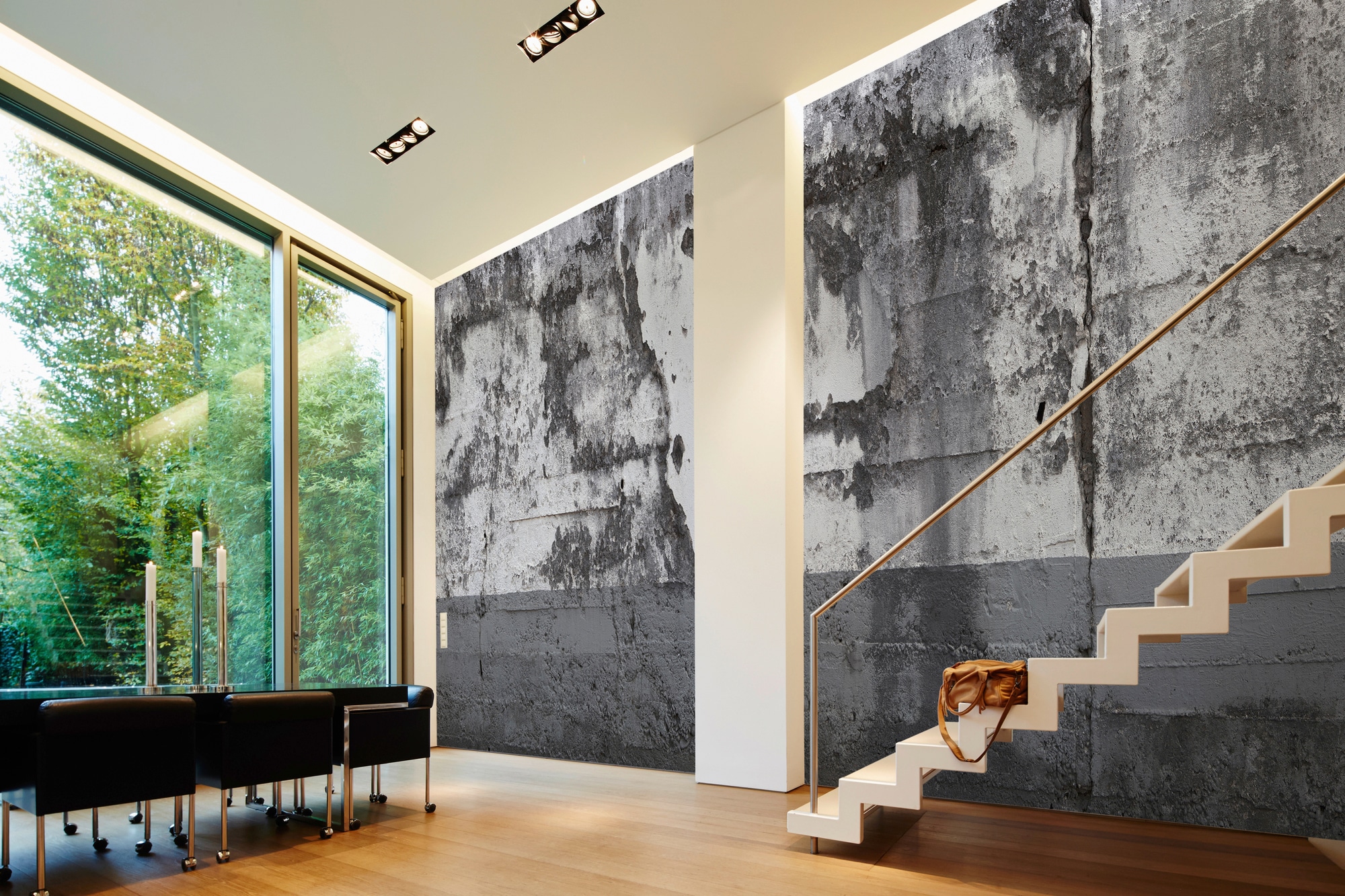 Fototapete Beton Gang 3D Effekt Grau Weiß 3,50 m x 2,55 m FSC