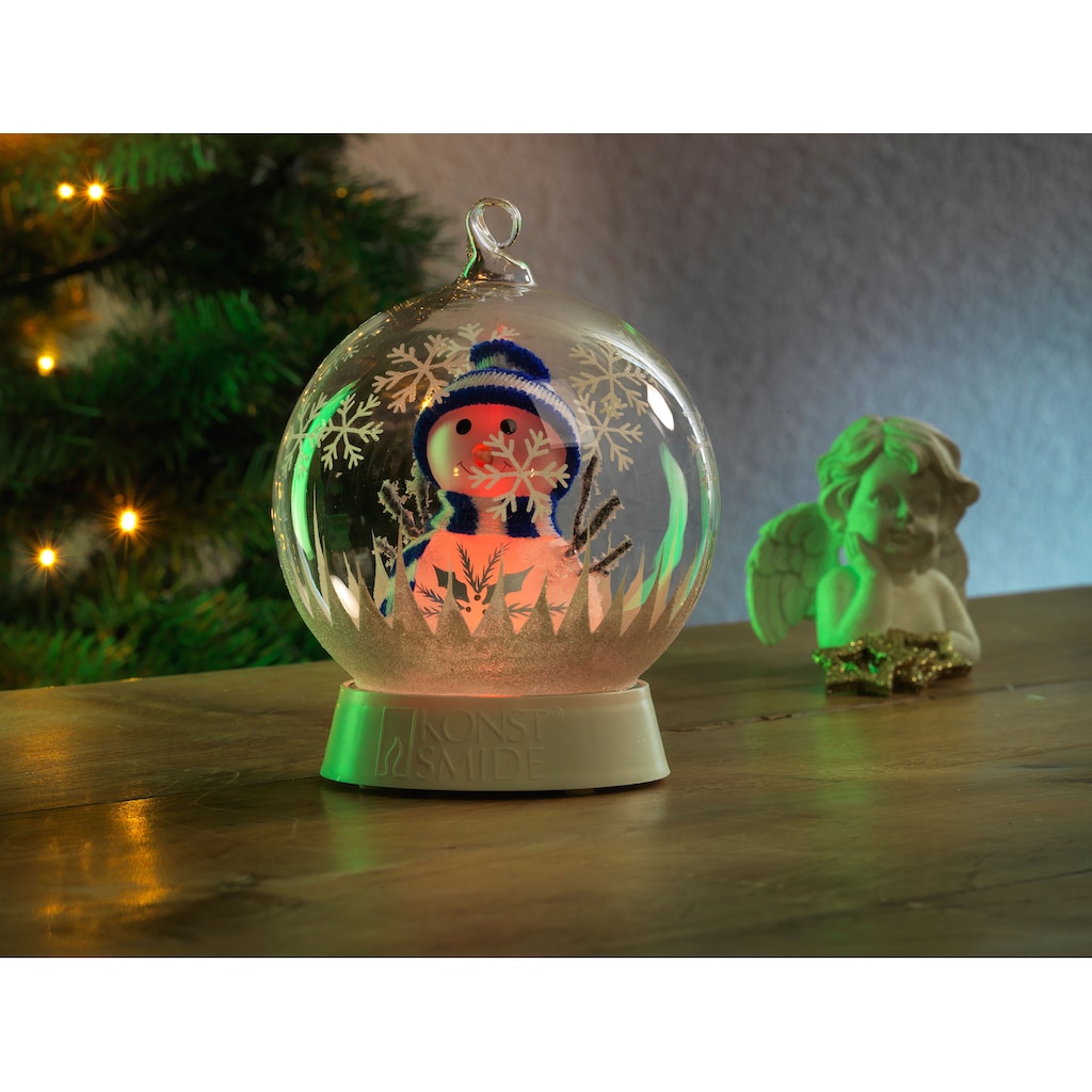 KONSTSMIDE LED Dekolicht »Weihnachtsdeko«, 1 flammig-flammig, Glaskugel Schneemann, mit 3 Funktionen, RGB-Farbwechsel, 6h Timer