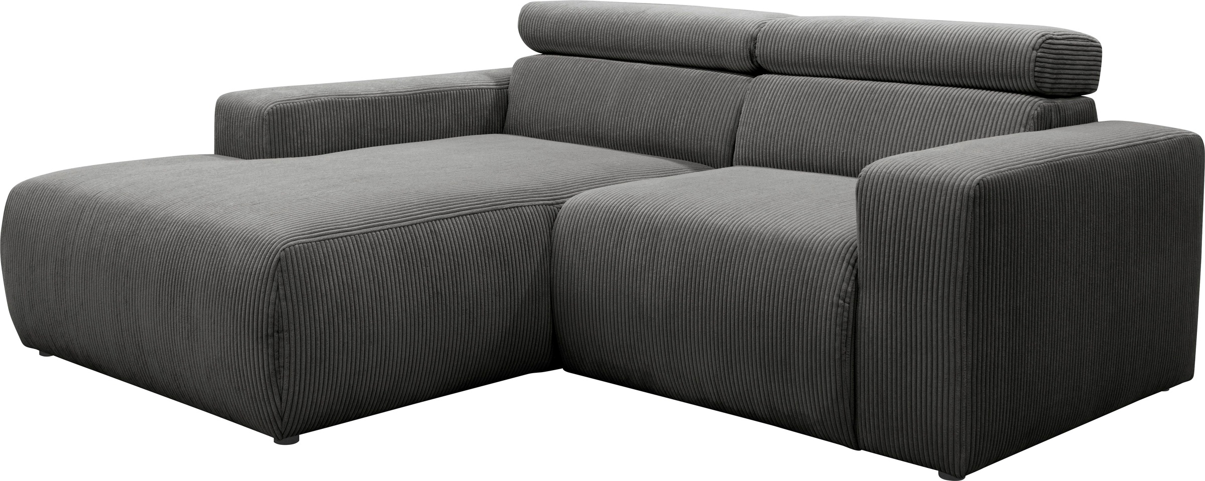 Thumbnail - DOMO collection Ecksofa "Brandon, inkl. Kopfteilverstellung, B/T/H: 214/100/80 cm, L-Form" Cord, grau