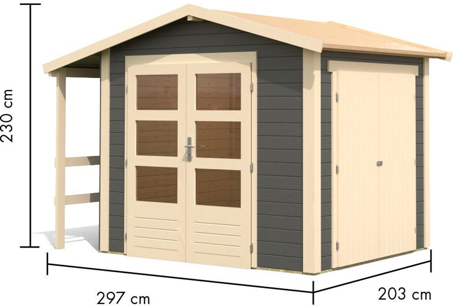 Karibu Gartenhaus »28mm Multifunktionshaus Satteldach«, naturbelassen oder terragrau