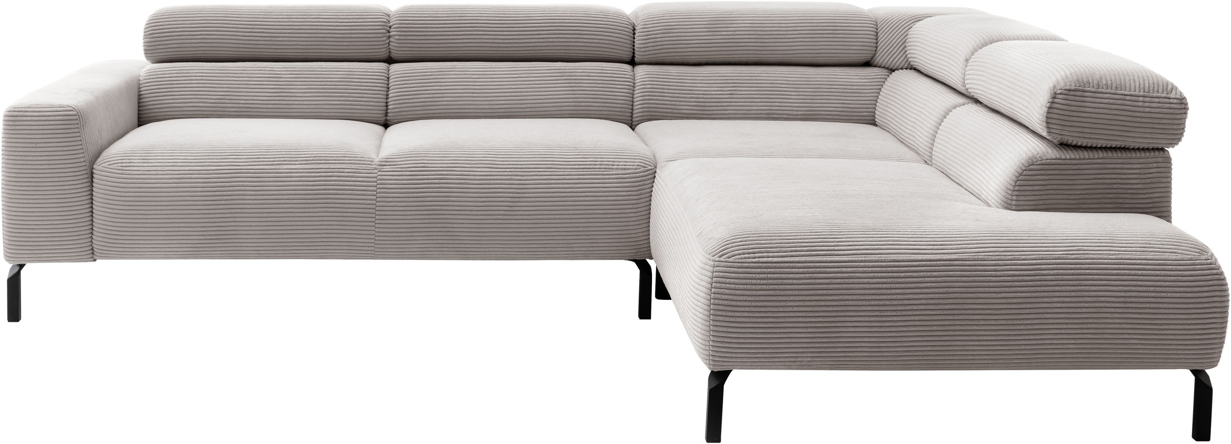 Places of Style Ecksofa »Antonelli, L-Form, inkl. Kopfteilverstellung, Breite 276 cm«, mit elektrischer Sitztiefenverstellung, in Cord, taupe