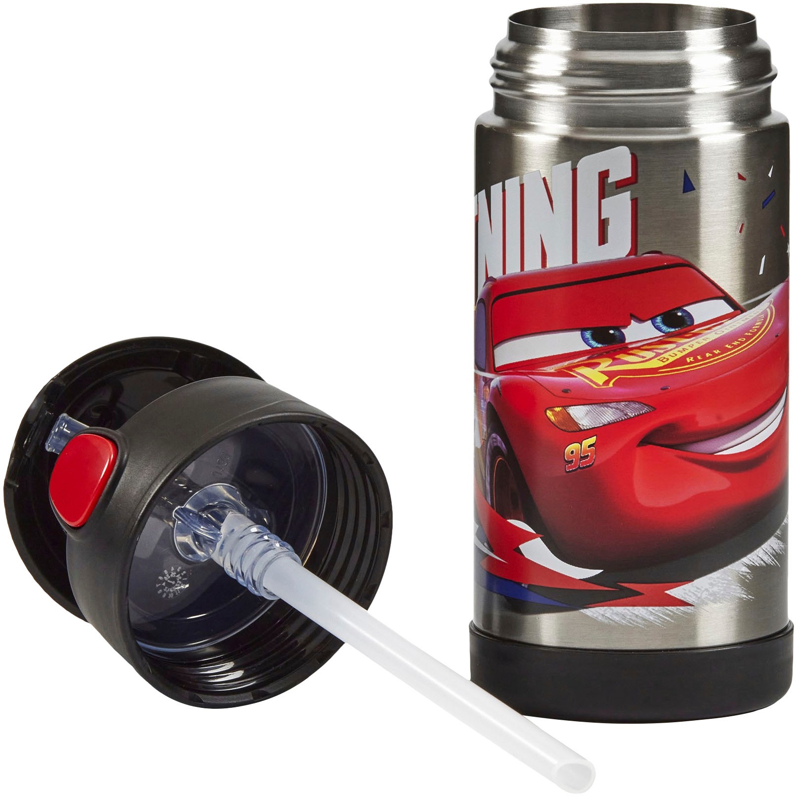 THERMOS Isolierflasche »FUNTAINER STRAW BOTTLE, doppelwandiger Edelstahl, spülmaschinenfest«, (1 tlg.), 0,35l, mit Silikonstrohalm, absolut dicht