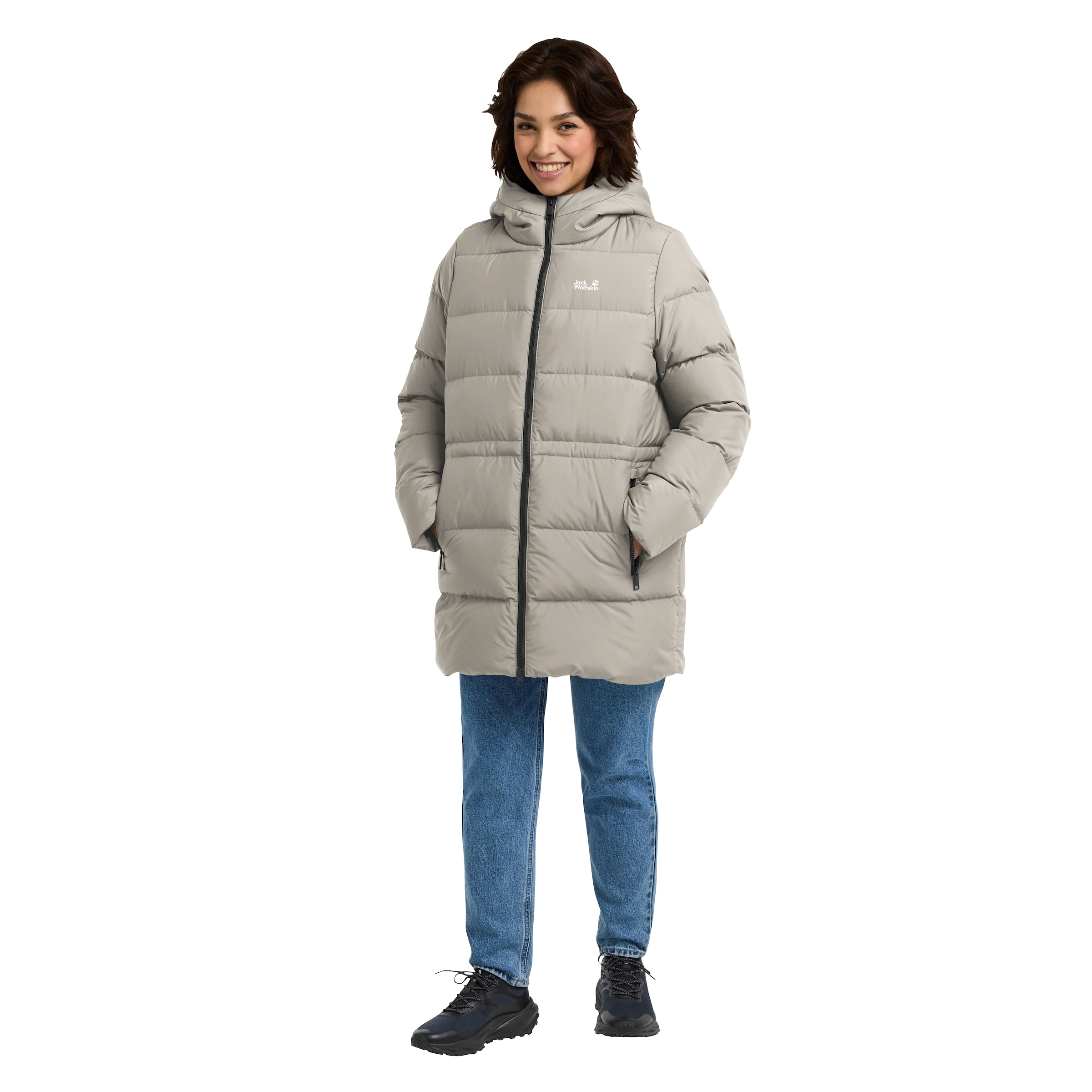 Jack Wolfskin Steppmantel "FROZEN PALACE LONG JKT W RDS" mit Kapuze, wärmeisolierende Füllung, winddicht