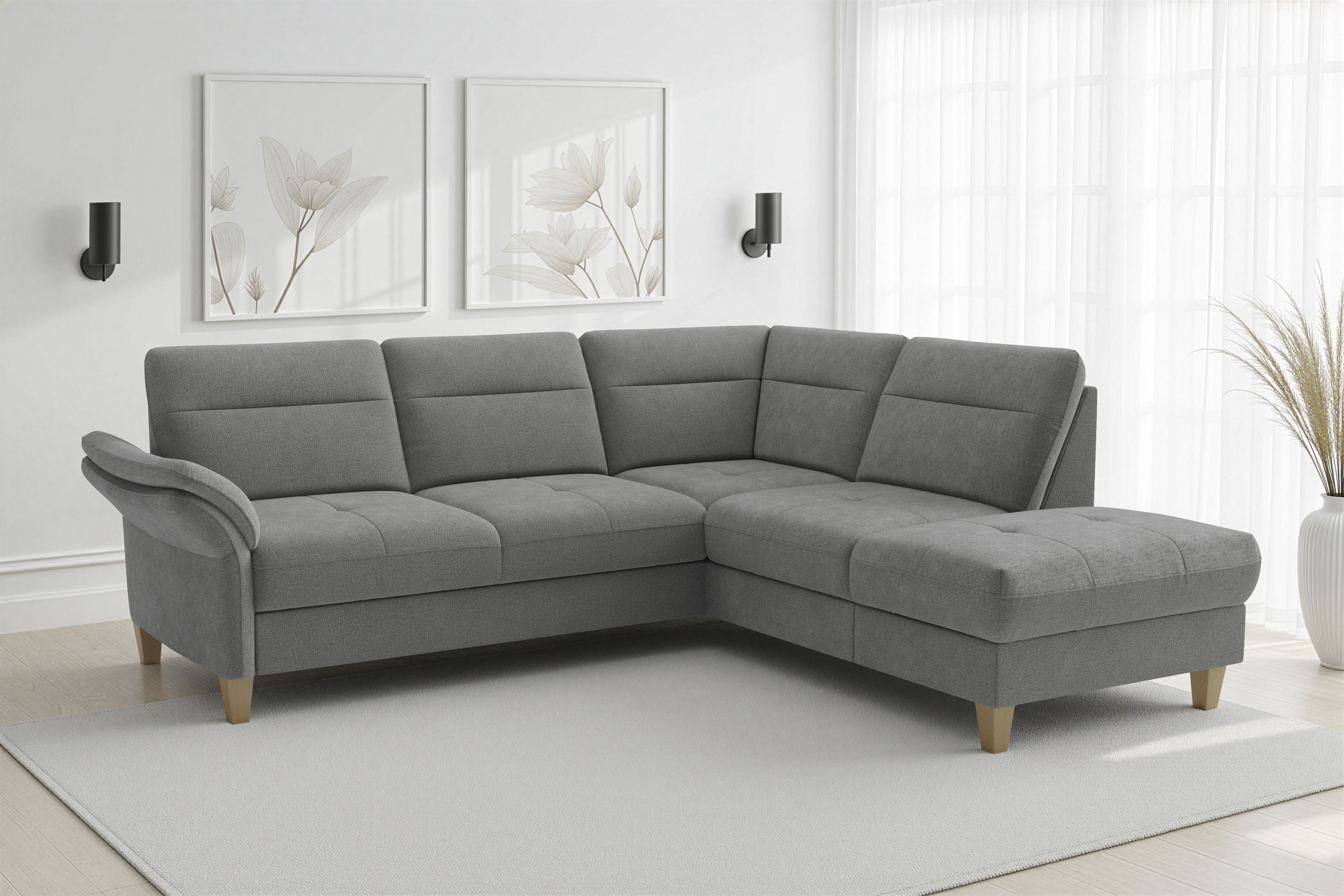sit&more "Pamela L-Form, B: 218 cm, optional Schlaffunktion & Bettkasten" mit Federkern