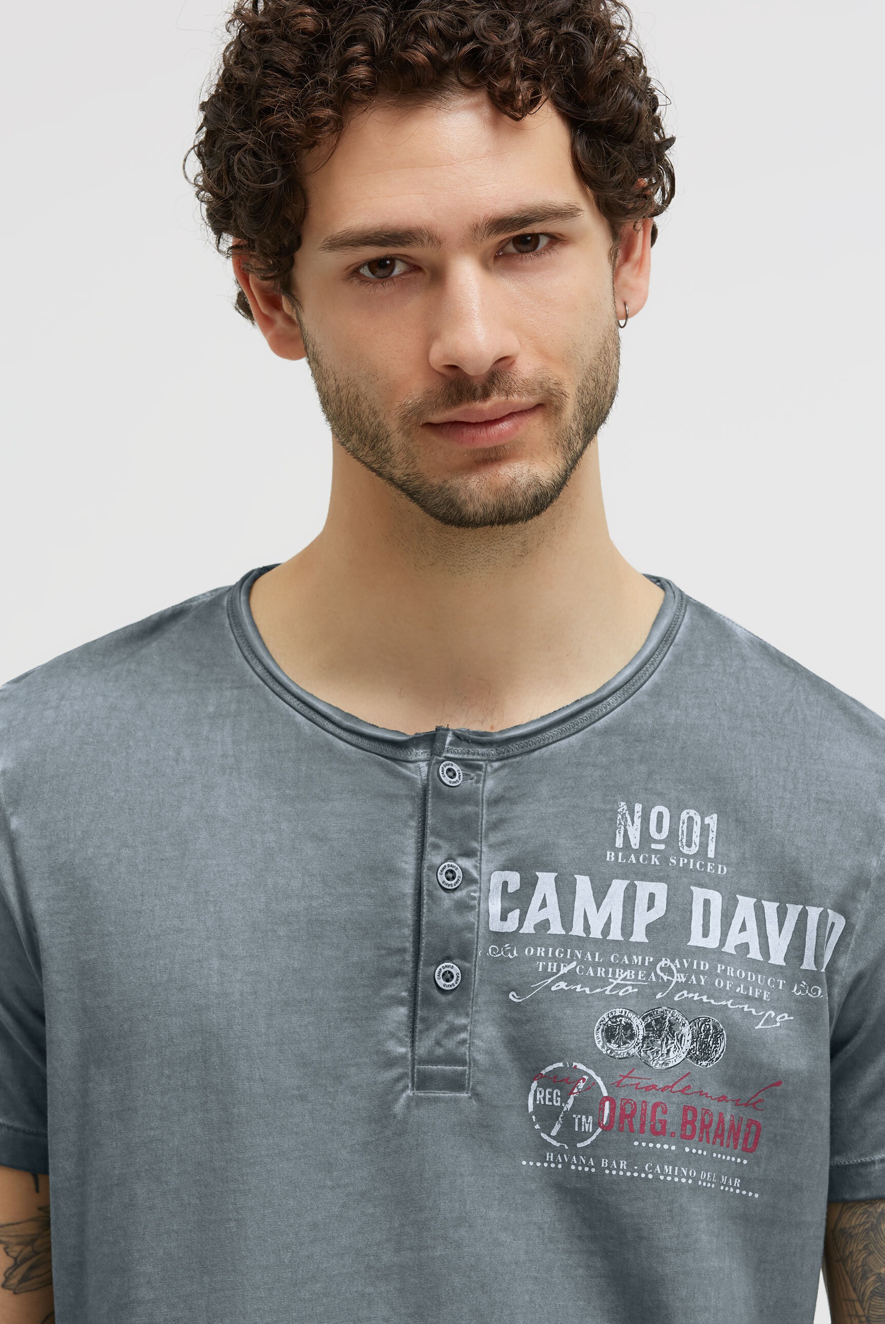 CAMP DAVID Henleyshirt aus Baumwolle