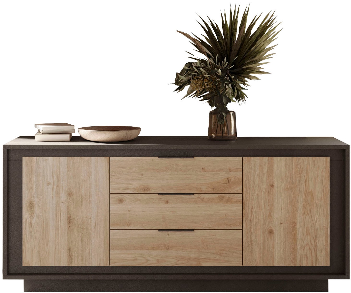 Home affaire Sideboard "Sky, B/T 180/50 cm, Kommode/Stauraumschrank, 2 Türen, 3 Schubkästen" Softclosing, Korpus & Front 22 mm stark, Rahmen-Optik, Metallgriffe