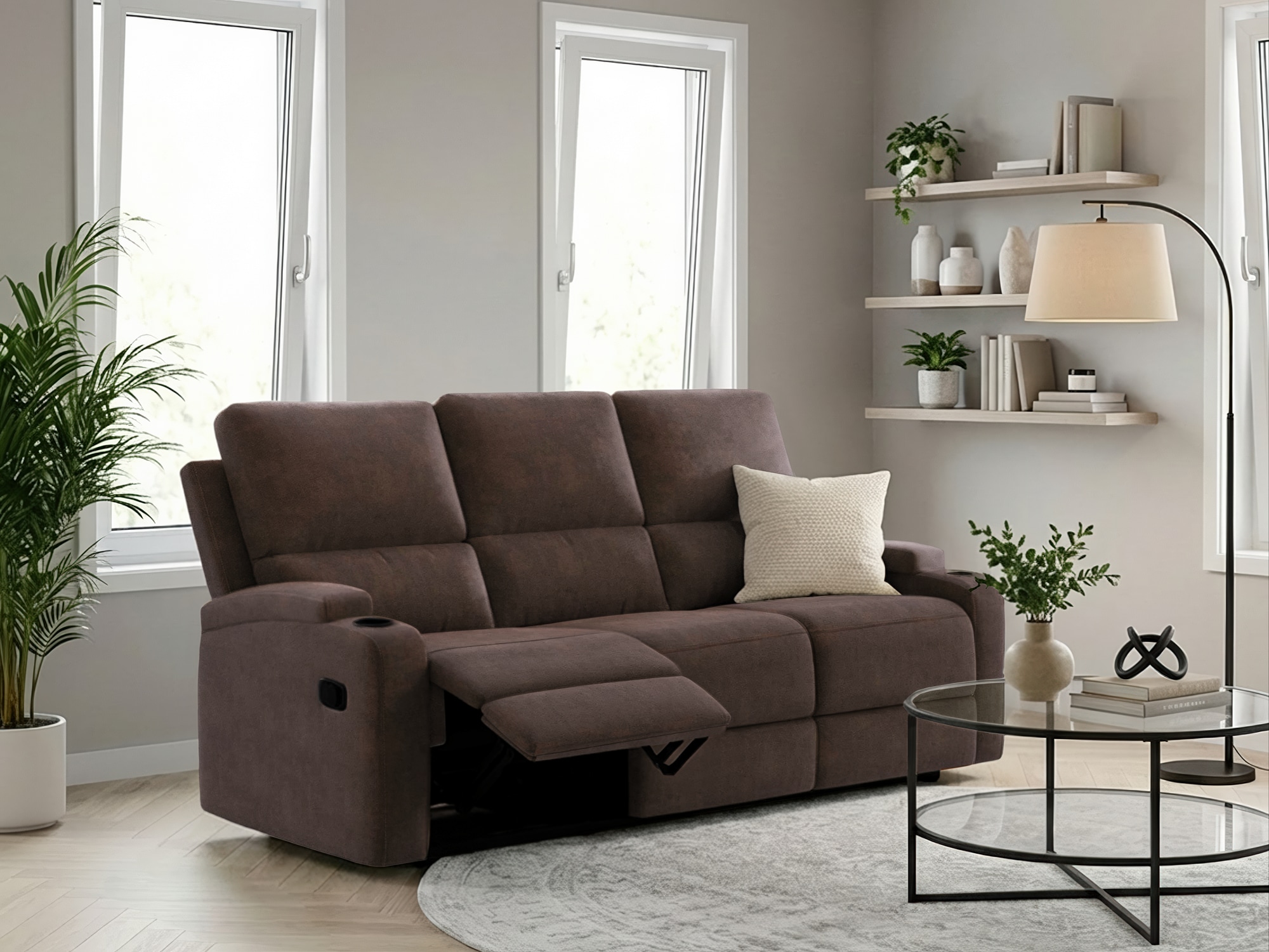 OTTO home 3-Sitzer "NAPORI Microfaser, Multimediasofa, Kinosessel XXL" Kinosofa mit 2 x Relaxfunktion und Getränkehalter