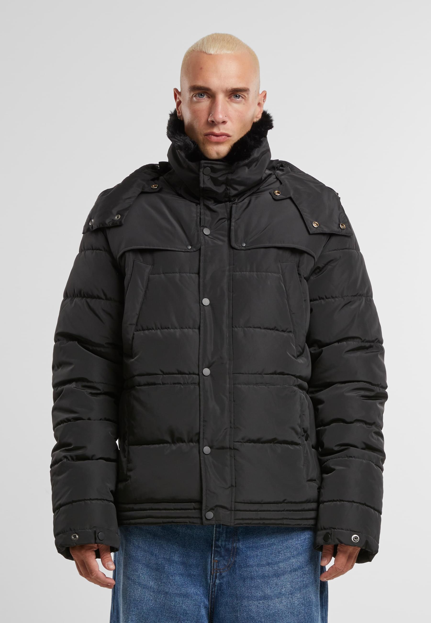 URBAN CLASSICS Winterjacke »Urban Classics Puffer Jacket With Detachable Fur Collar«, (1 St.), ohne Kapuze