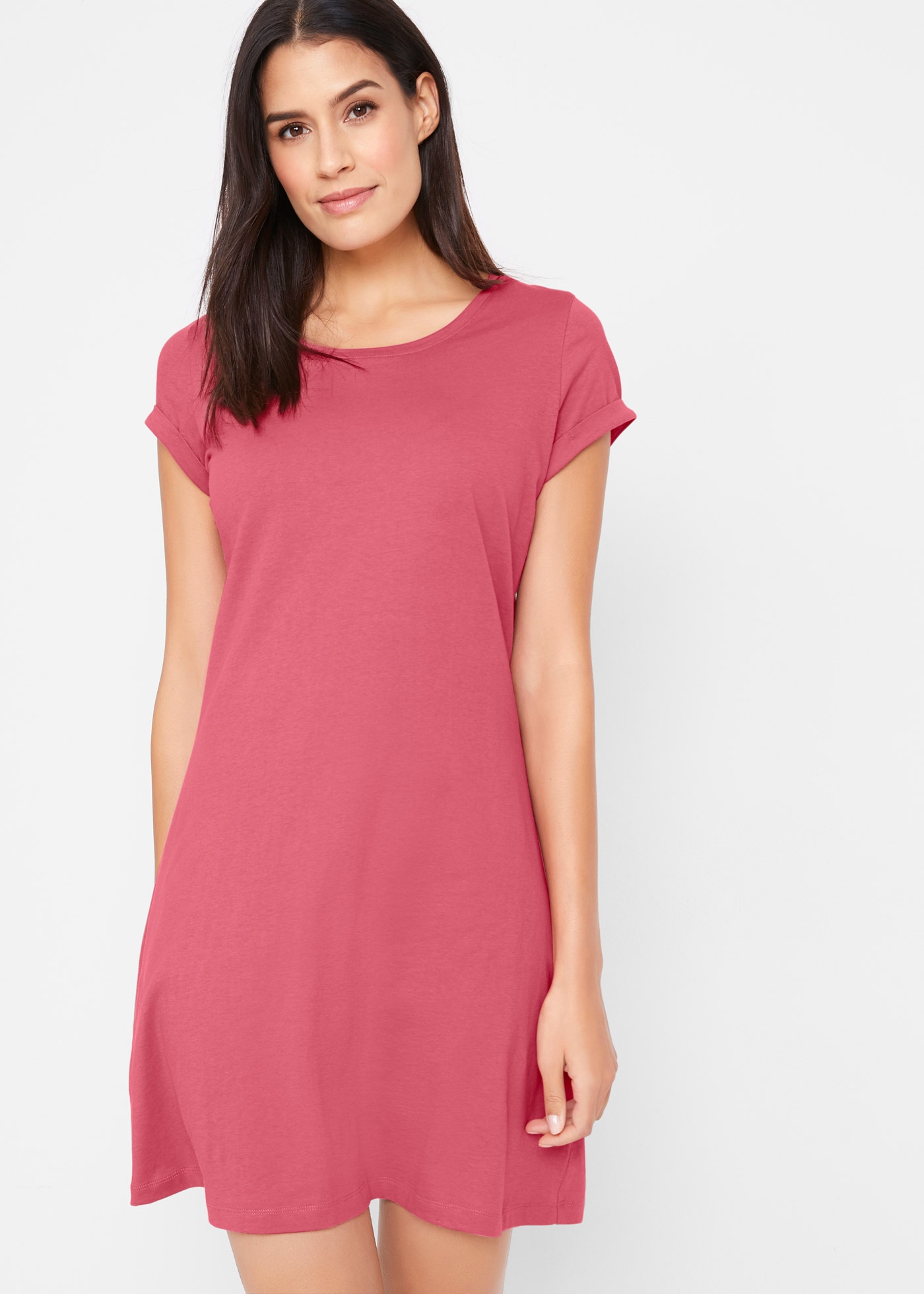 bonprix Shirtkleid für warme Tage, aus reiner Baumwolle, taillierte Passfor günstig online kaufen