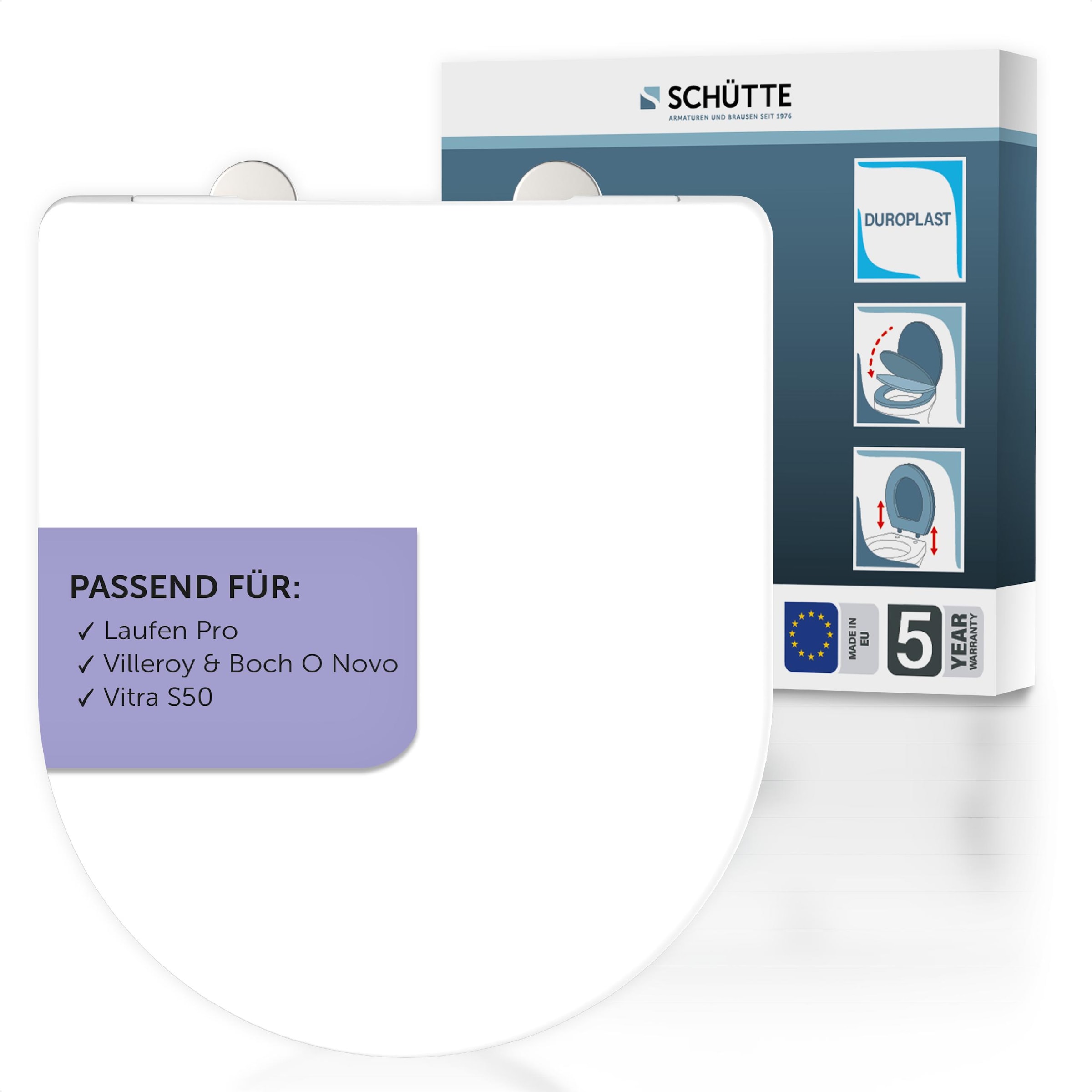 Schütte WC-Sitz "Duroplast, WHITE D-Form PRO 2" WC-Sitz, Befestigungsmateri günstig online kaufen