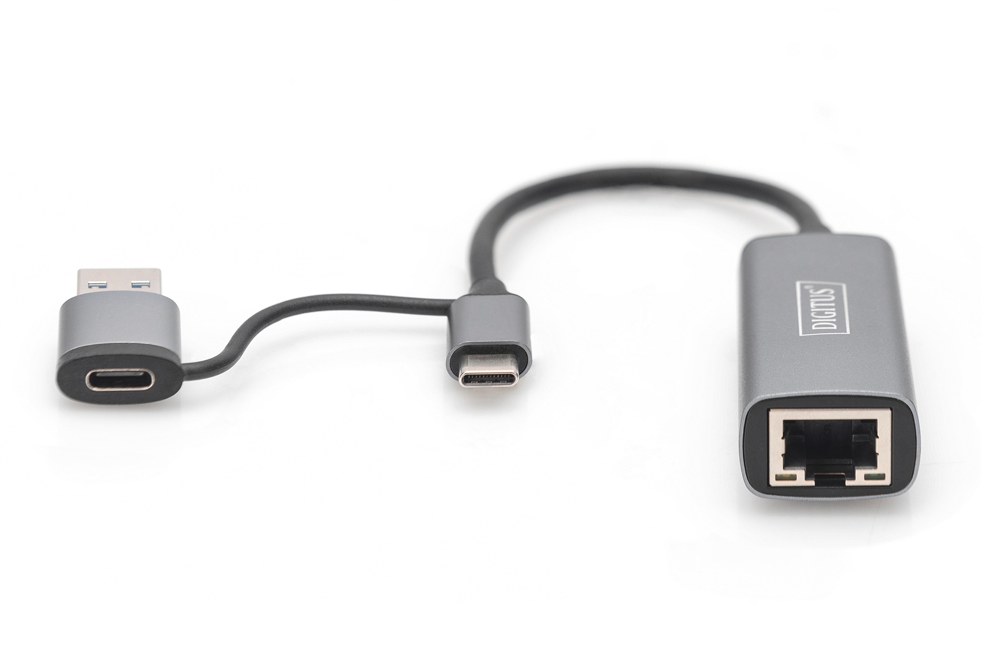 Digitus Netzwerk-Adapter »USB-C Gigabit Ethernet Adapter 2.5G, USB-C + USB A«, 15 cm